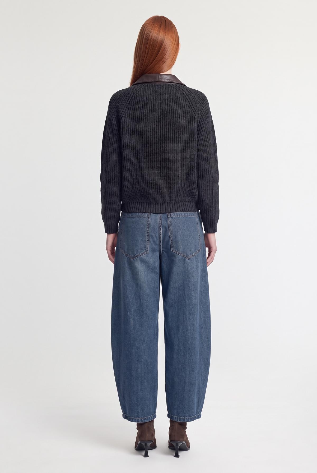 Chunky zip cardigan - Grey - back view