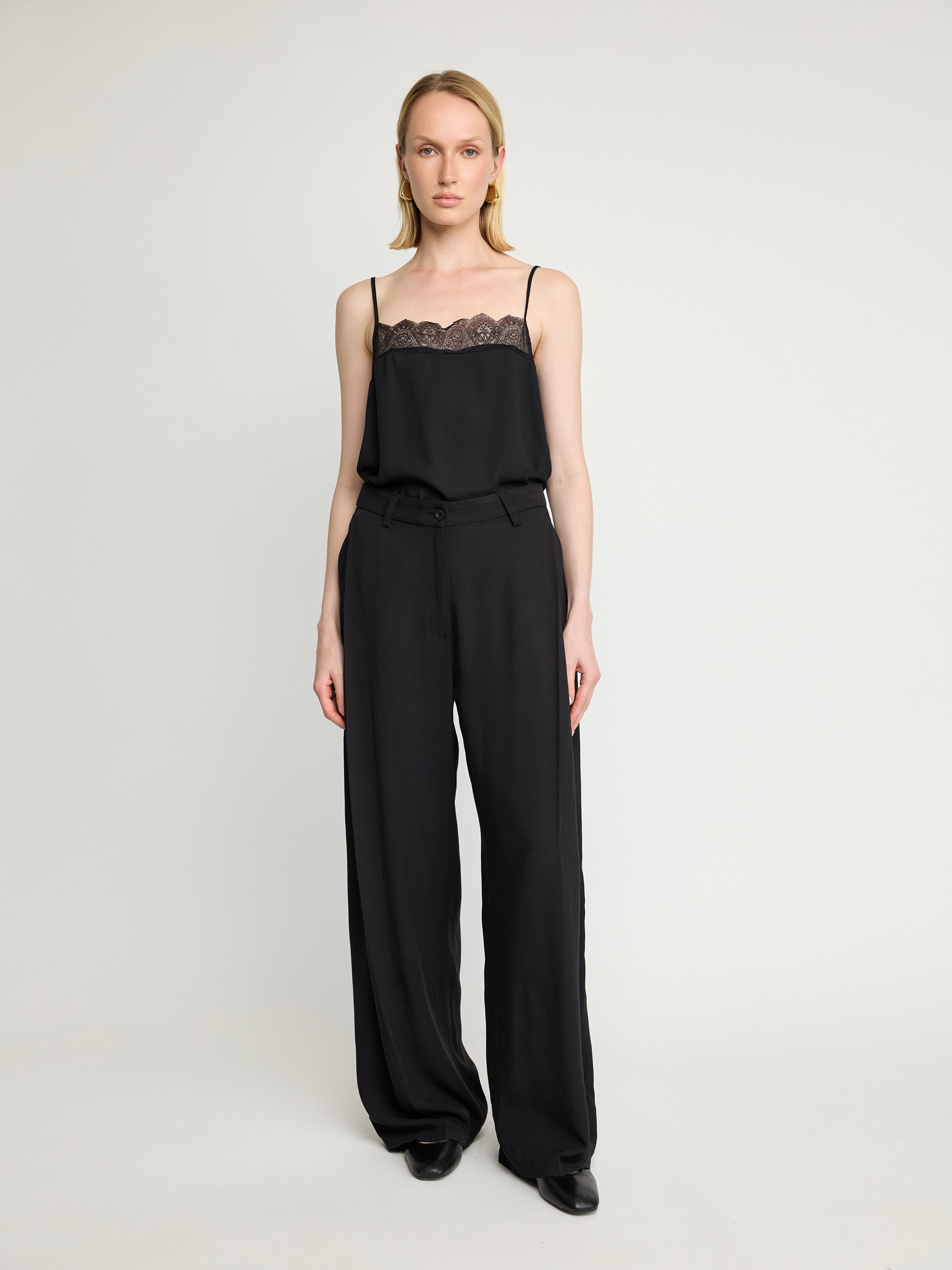 Wide-Leg Pants with Tailored Finish