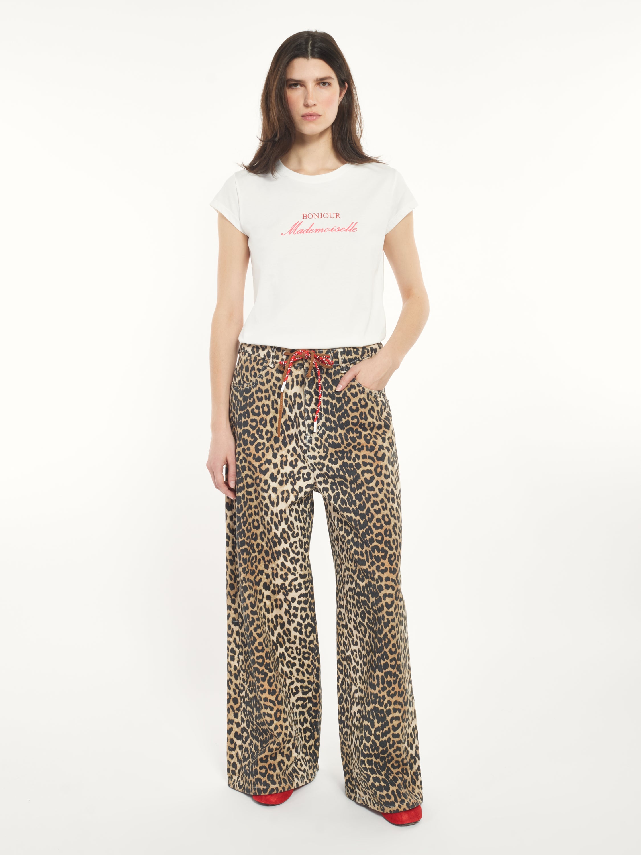 Wide Leg Leopard Denim