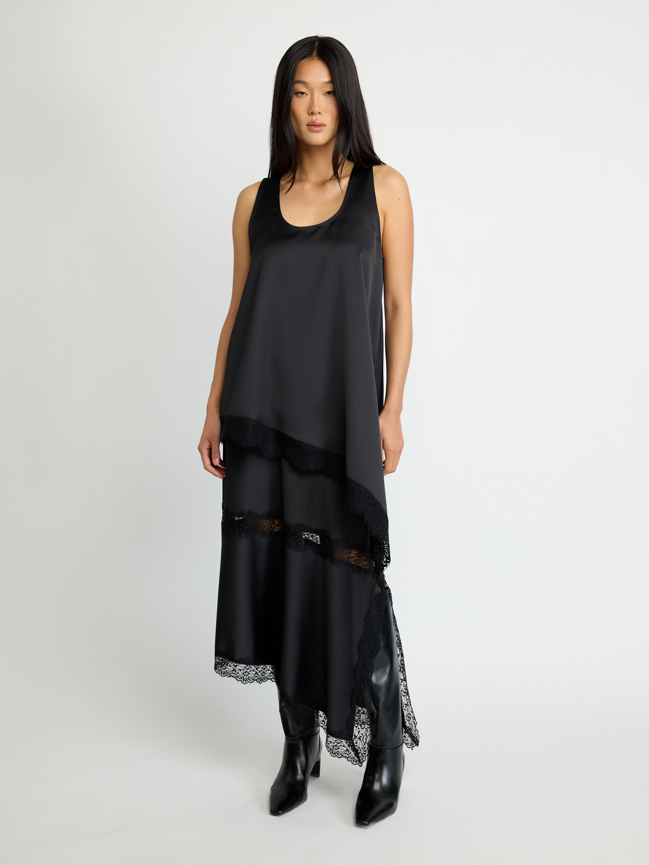 Lace-Trim Satin Tank Top
