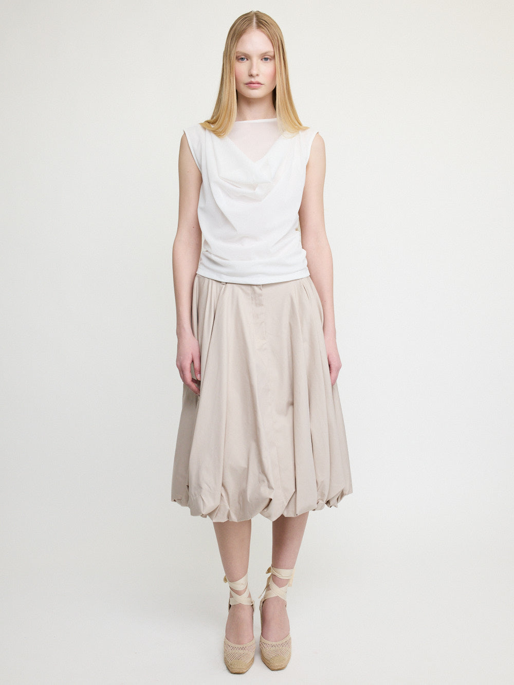 Cowl Neck Sleeveless Cream