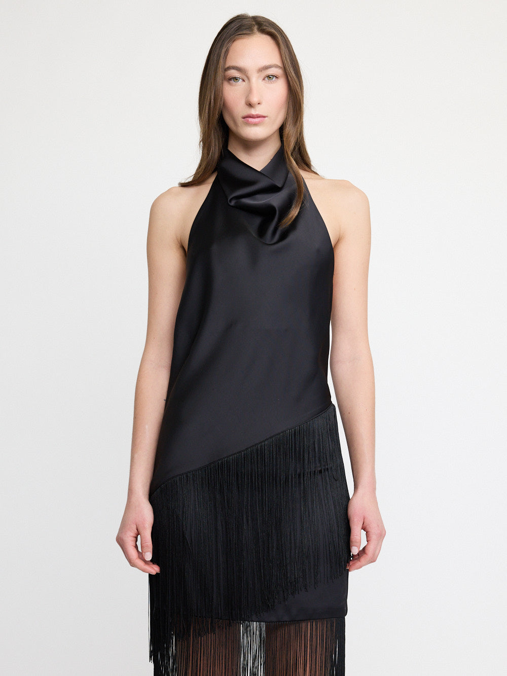 Haut dos nu à franges noir