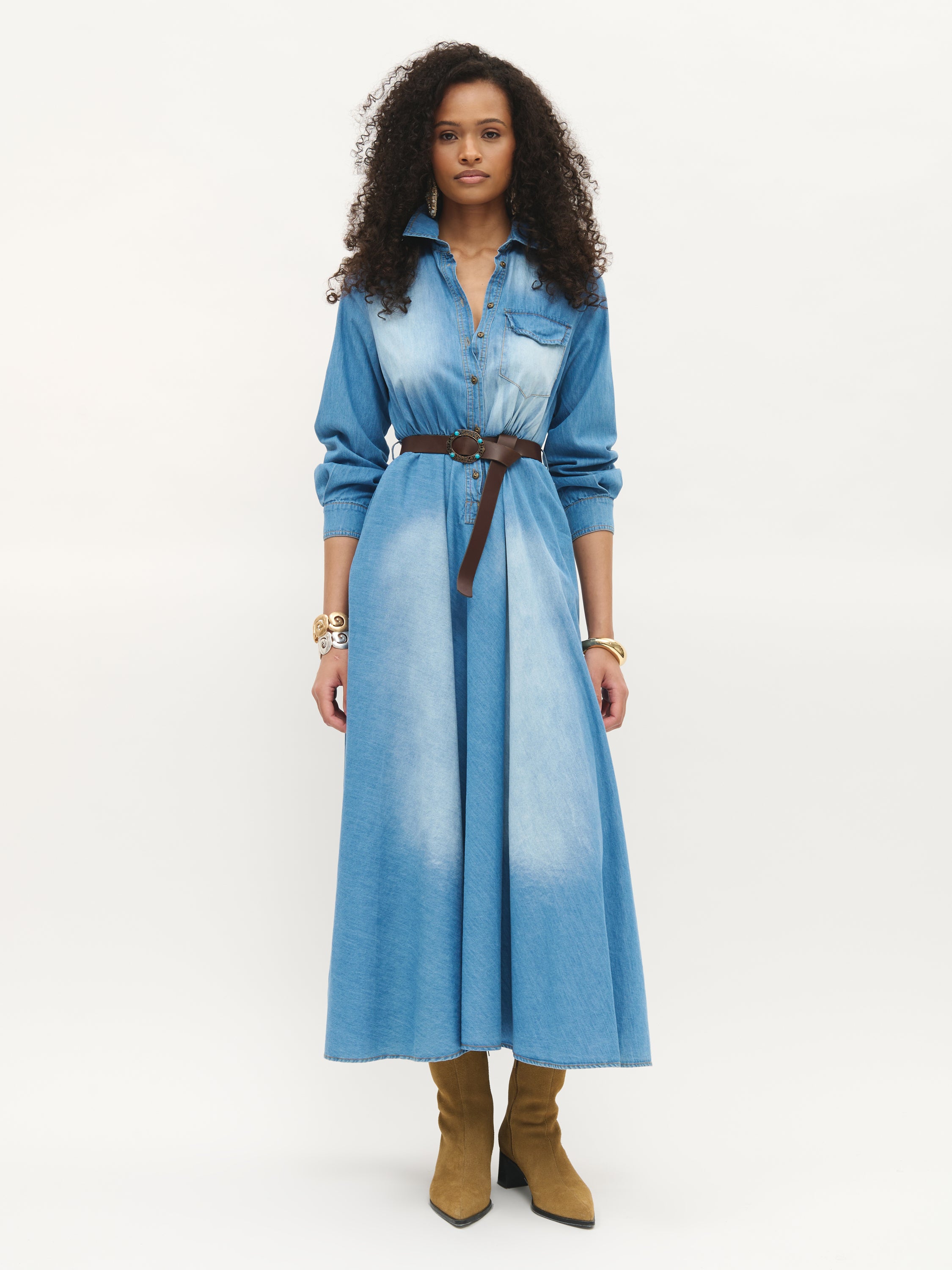 Denim Belted Dress