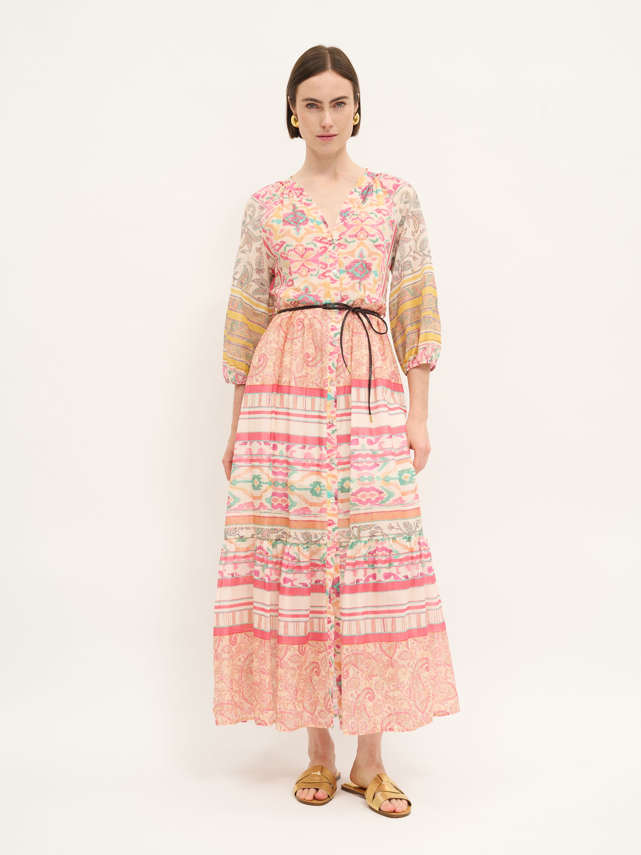 Bohemian Stripe Print Maxi Dress