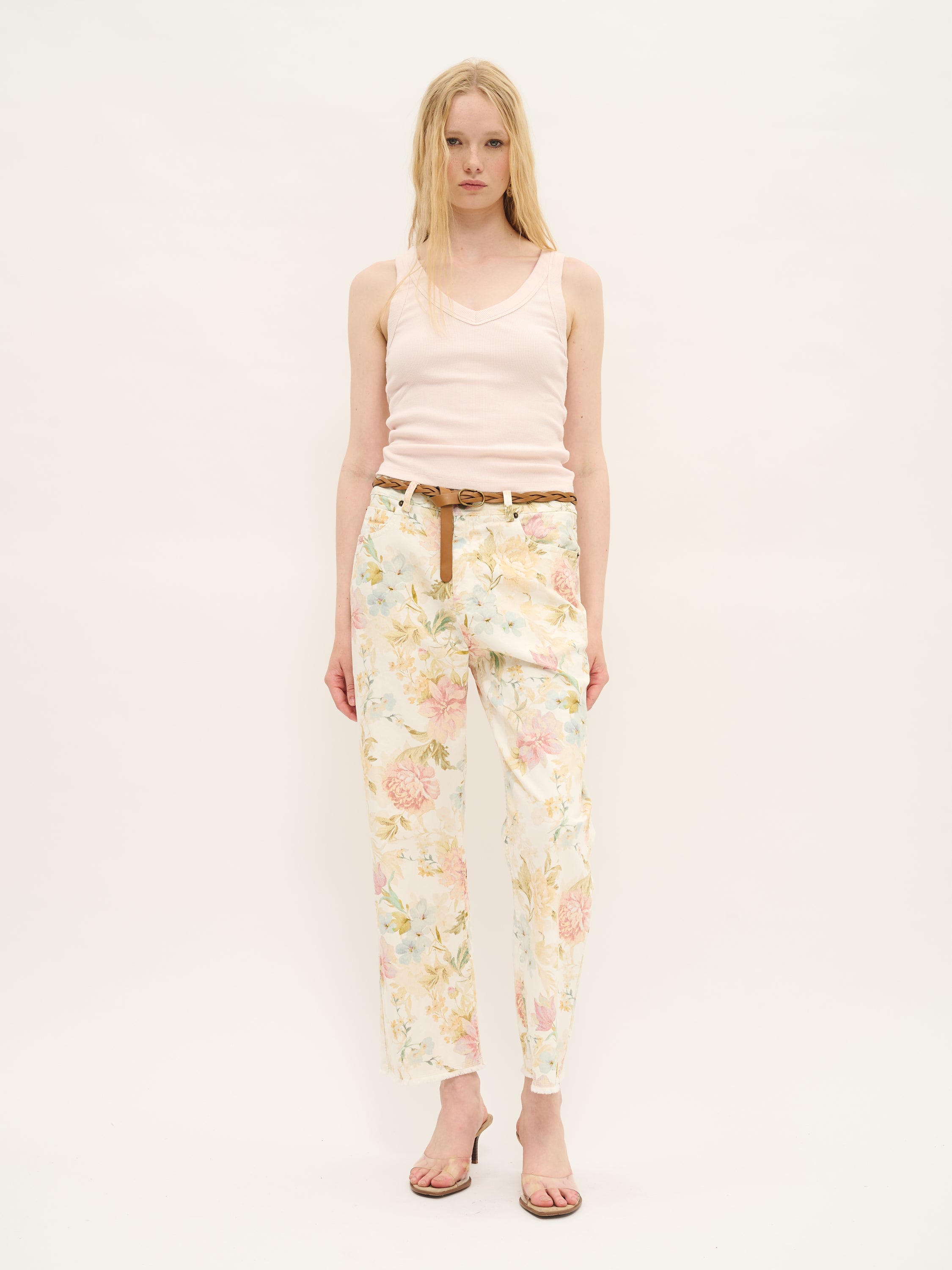 Floral Cotton Stretch Trousers