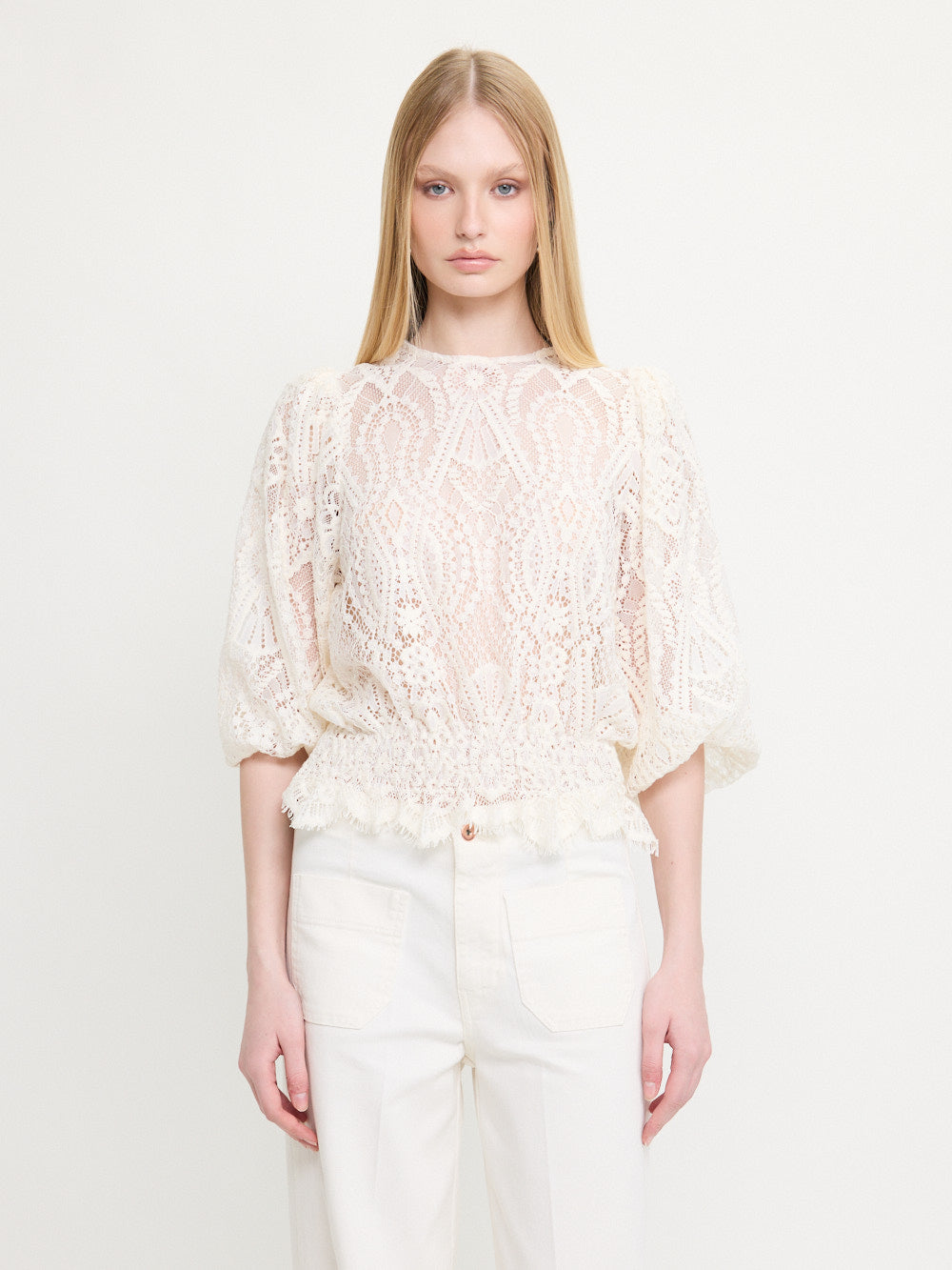 Lace Blouse Elastic Cuffs