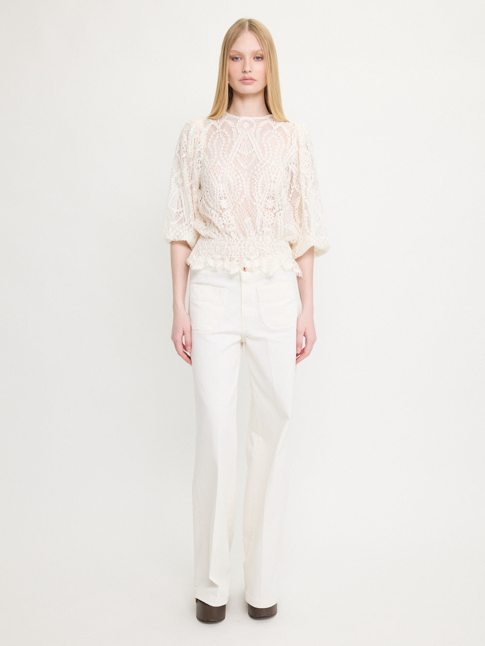 Lace Blouse Elastic Cuffs