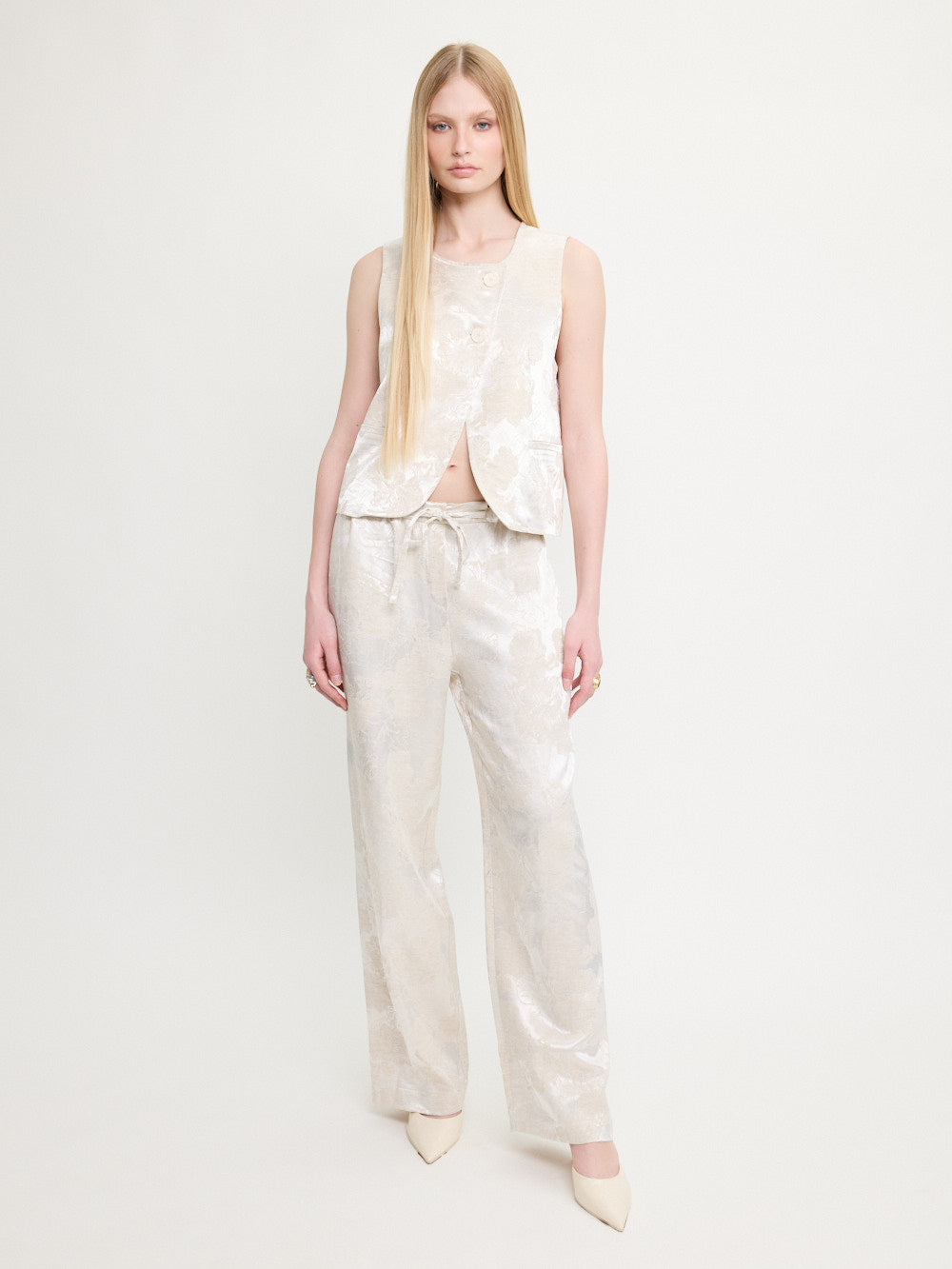 Pantalon jacquard à nouer à la taille