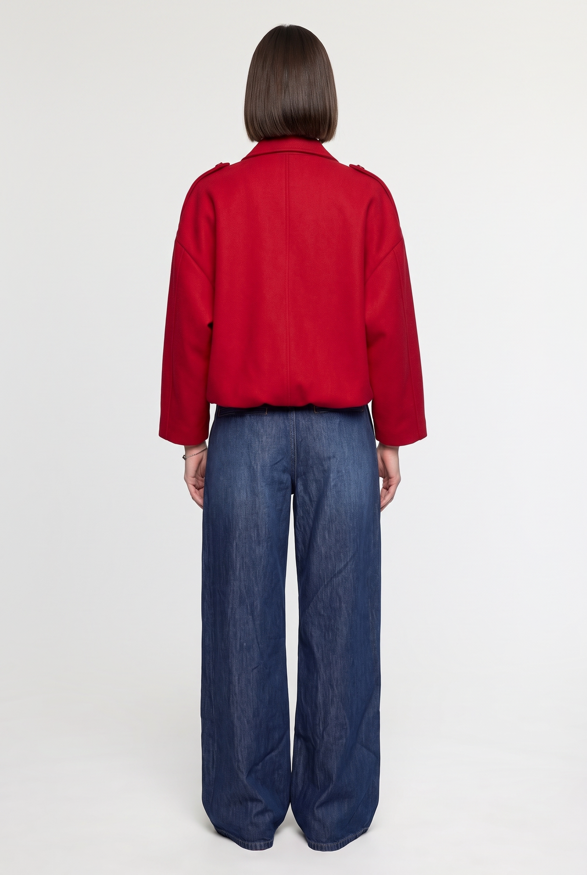 Red cropped jacket - Red - back view