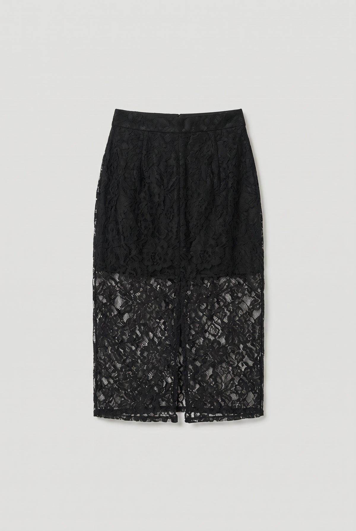 Sheer Lace Midi Skirt - Black - flat lay