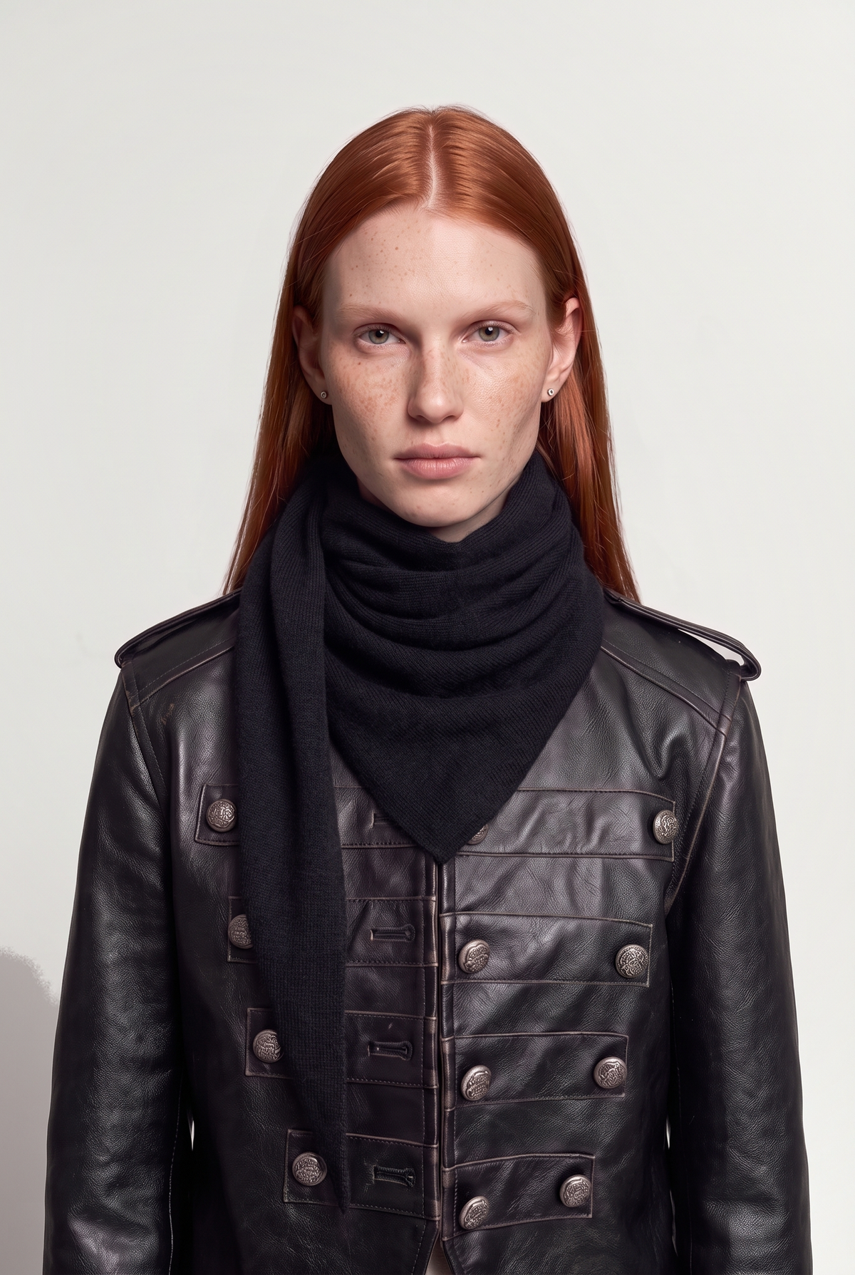 Knitted triangle scarf - Black - on model