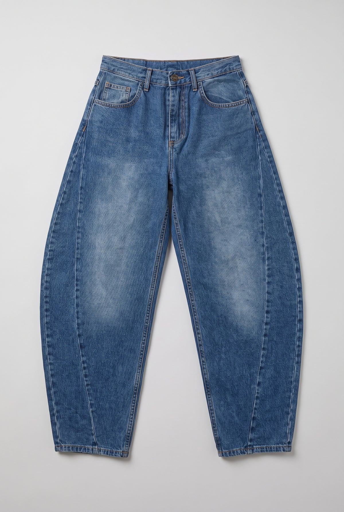Barrel-leg denim jeans - Blue - flat lay