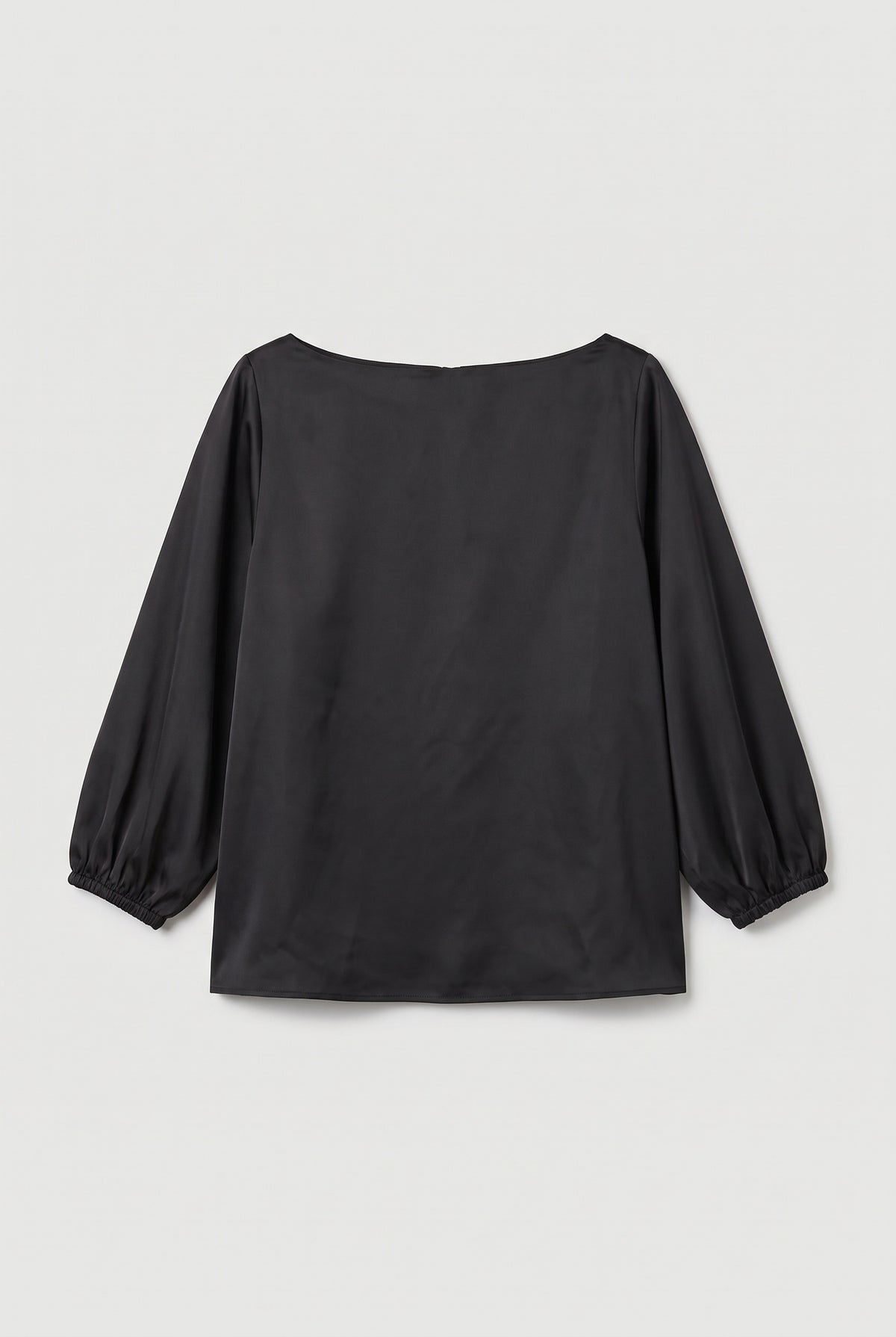 Satin Asymmetric Top - Black - flat lay