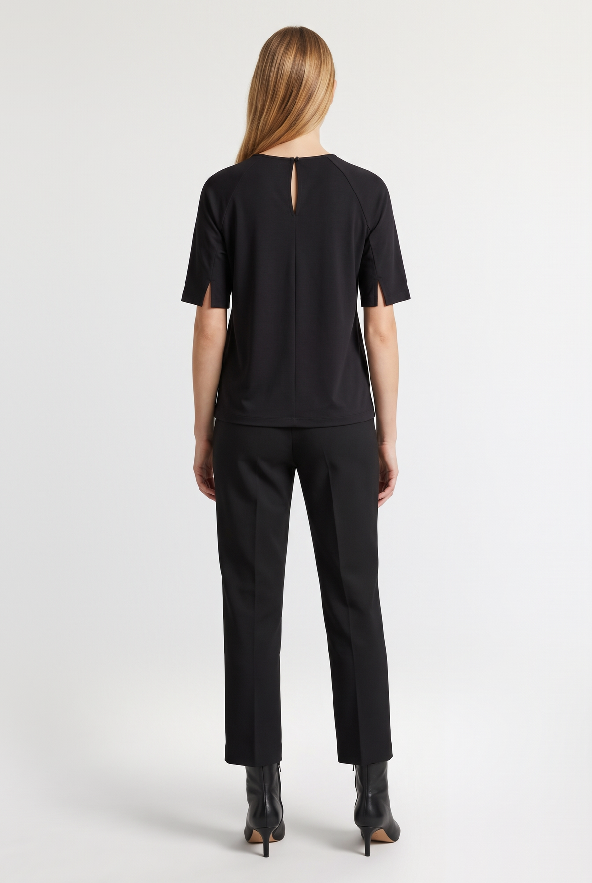 Asymmetric Draped Top - Black - back view