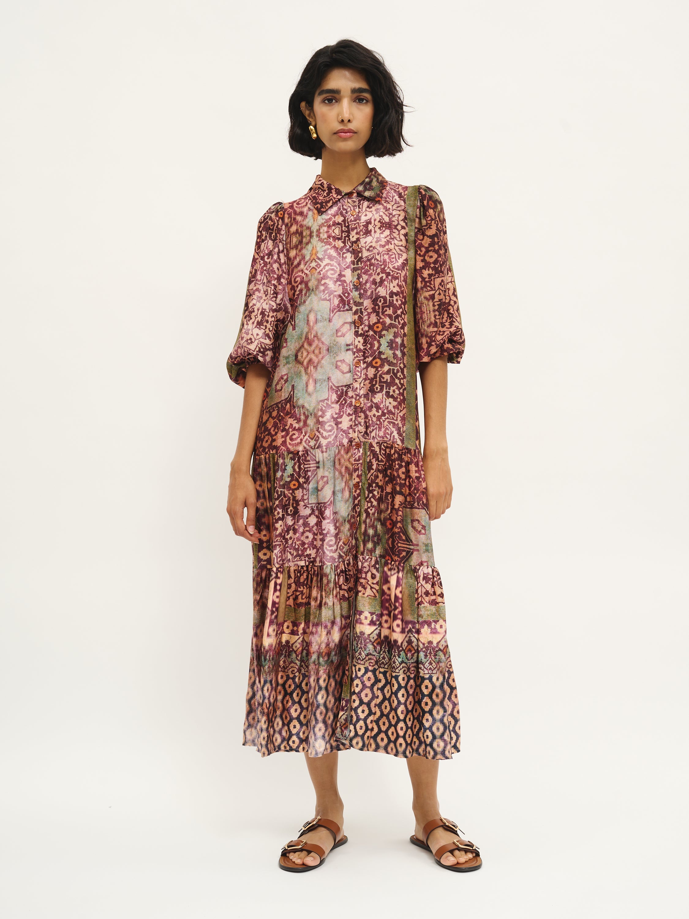 Robe mi-longue en mosaïque du désert