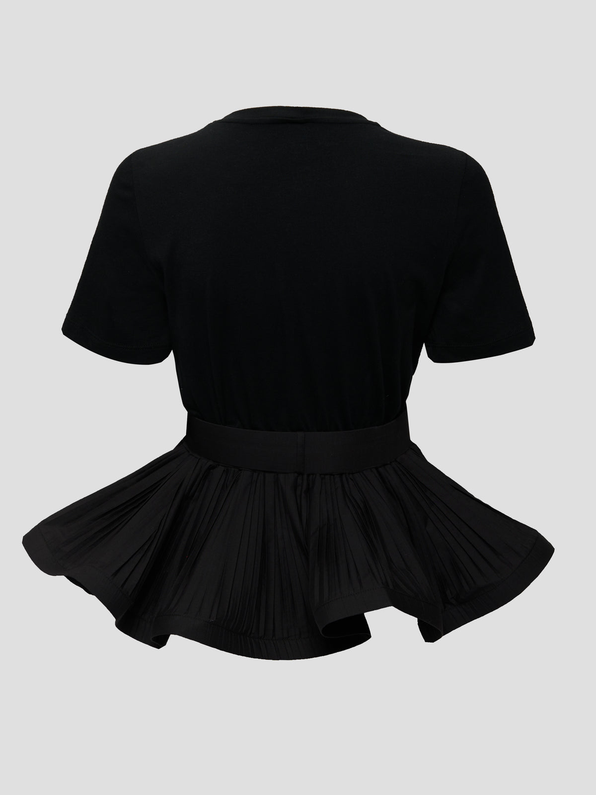 Belted T-Shirt With Pleated Peplum Detail