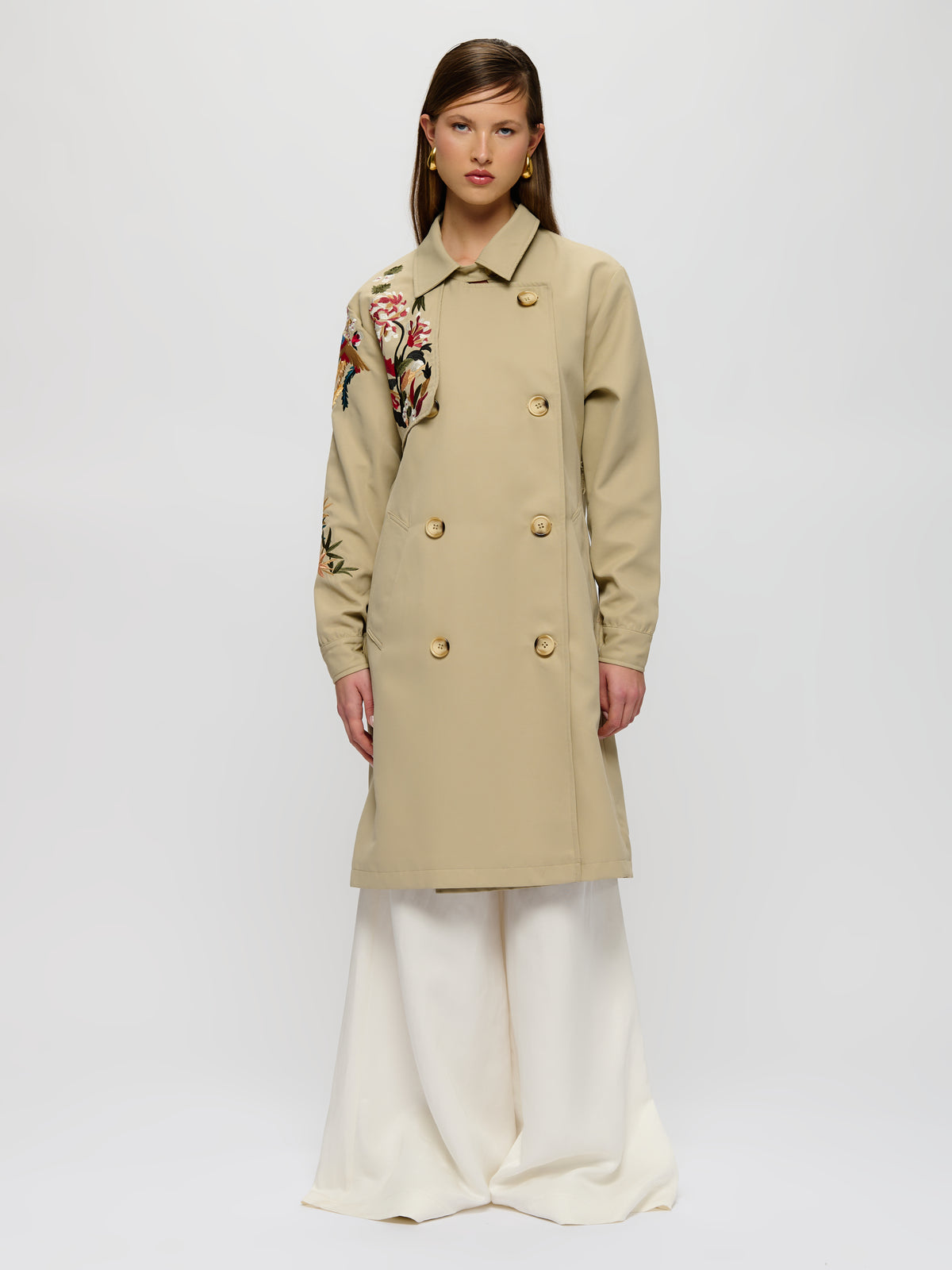 Trench-coat brodé