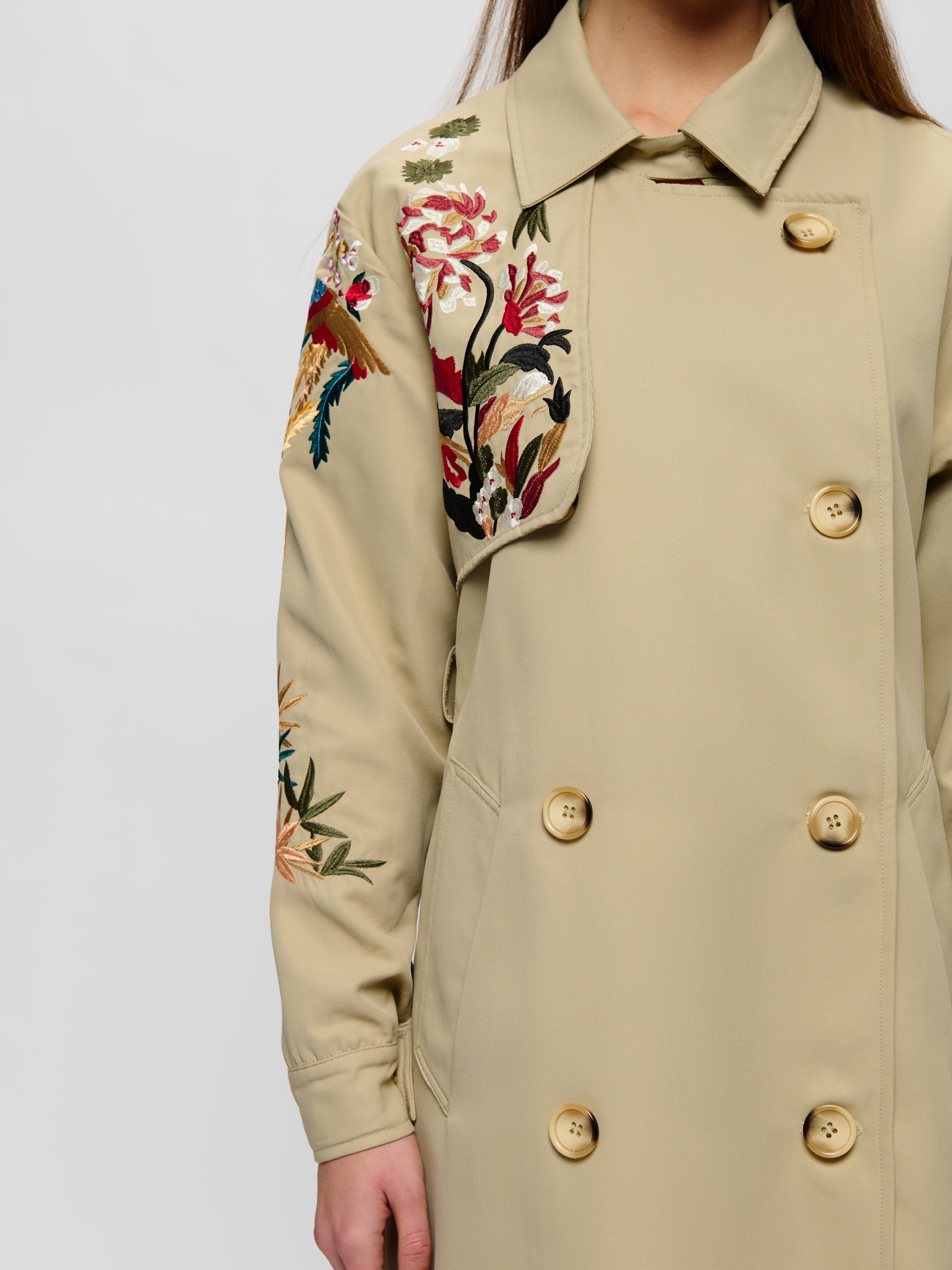 Embroidered Trench Coat – Maska