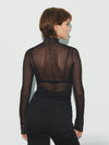 Sheer turtleneck with graphic sleeve