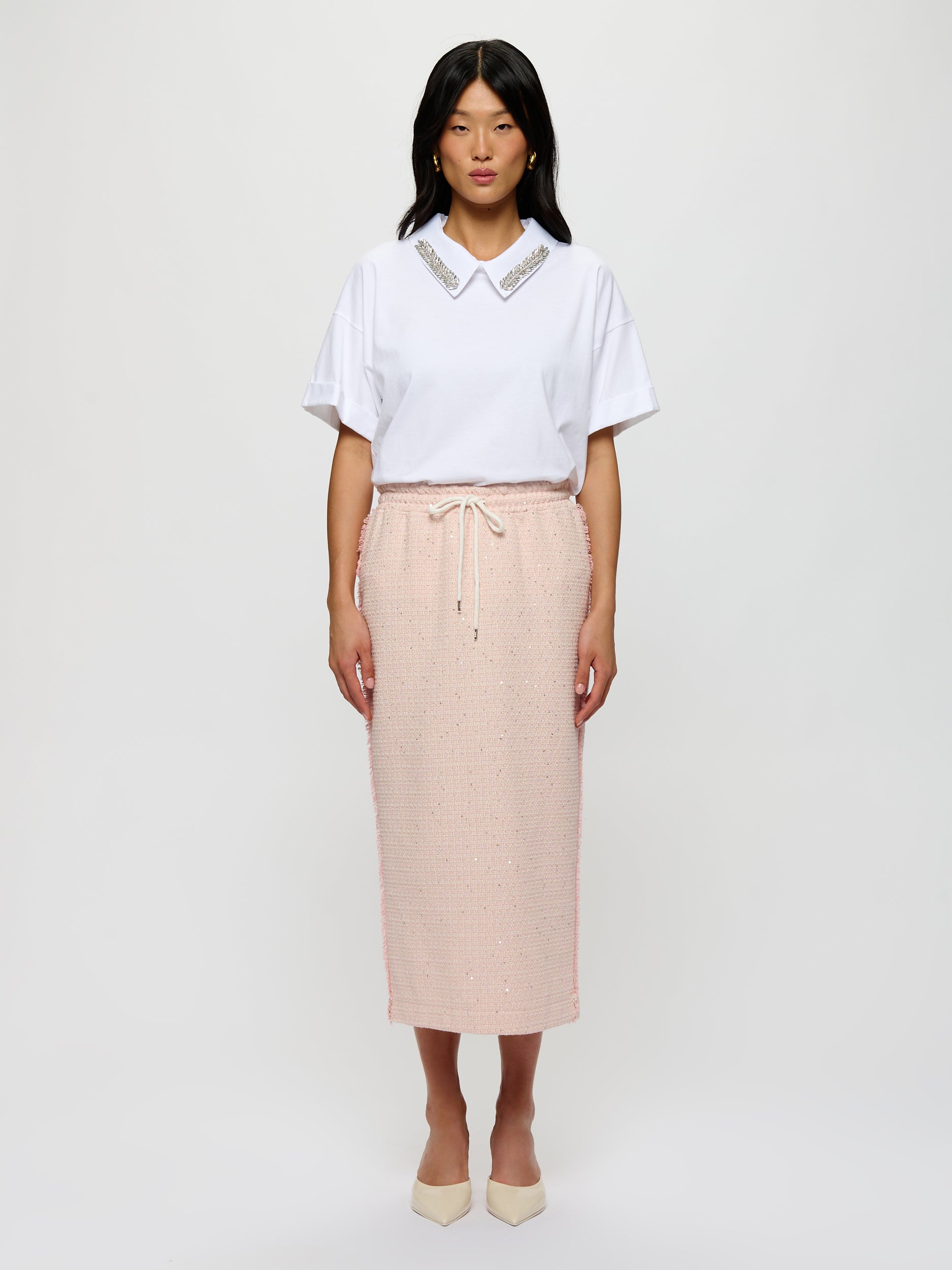 T-shirt avec col amovible ornementé