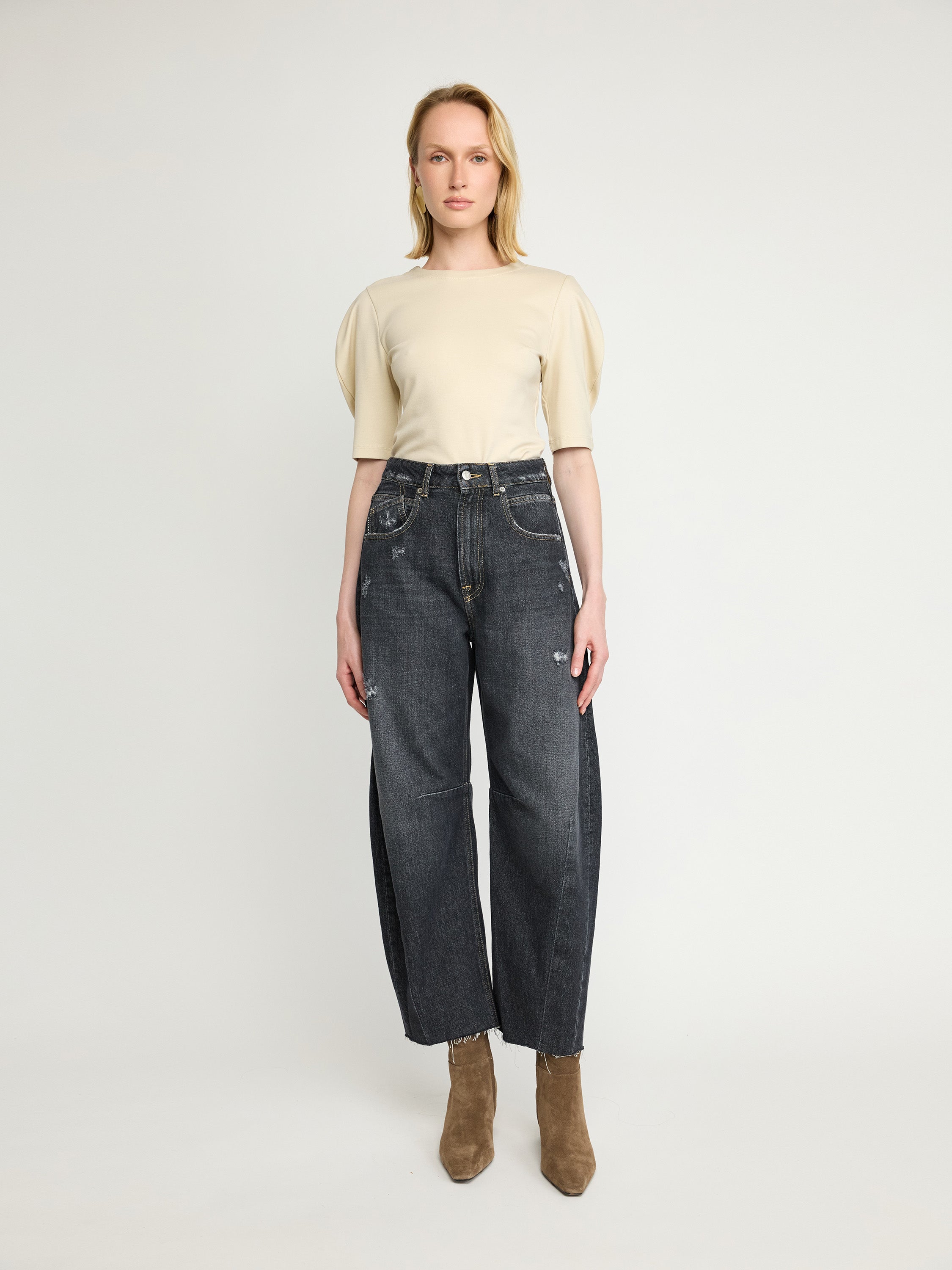 Structured Puff-Sleeve Top