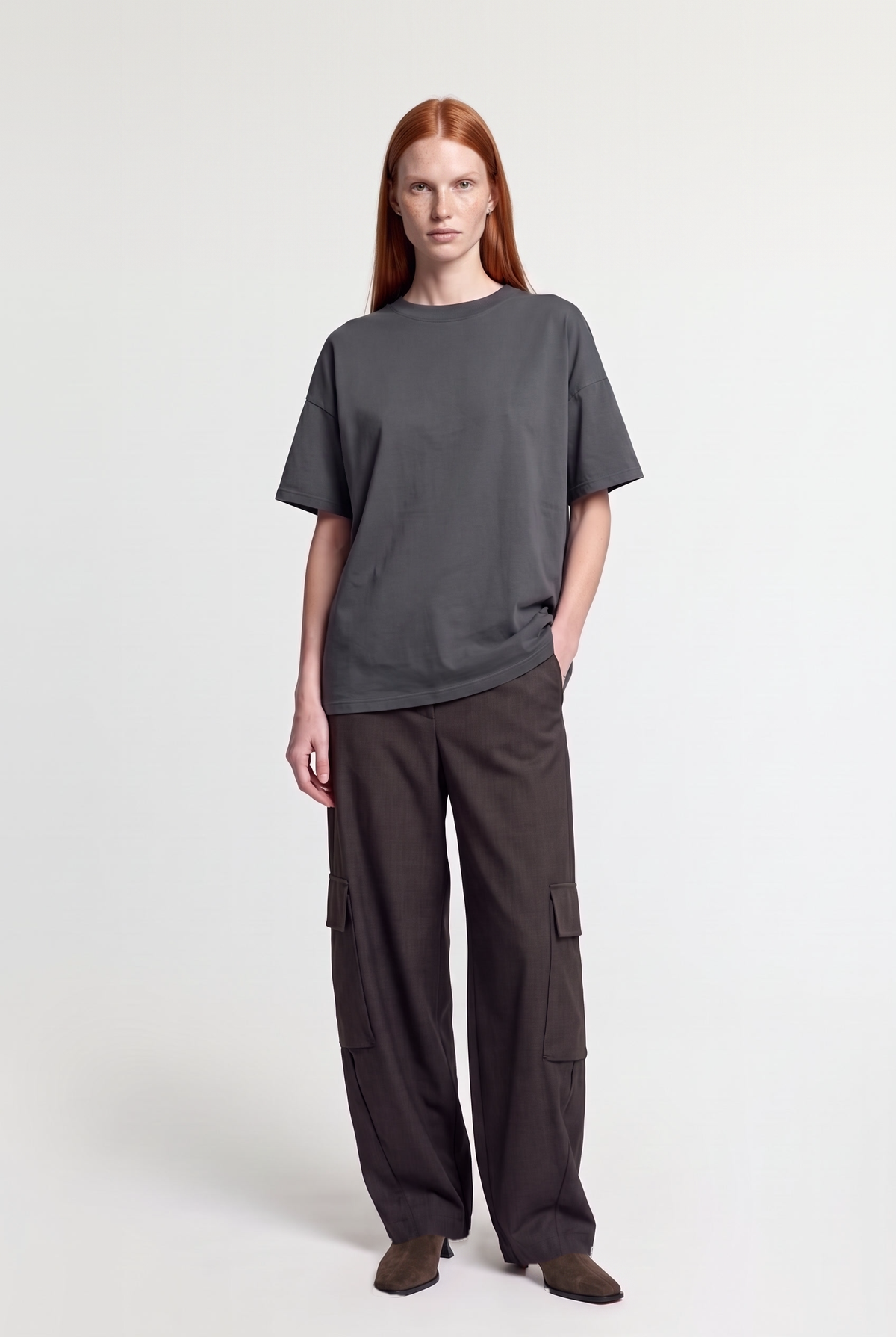 Charcoal oversized tee - Charcoal - front view