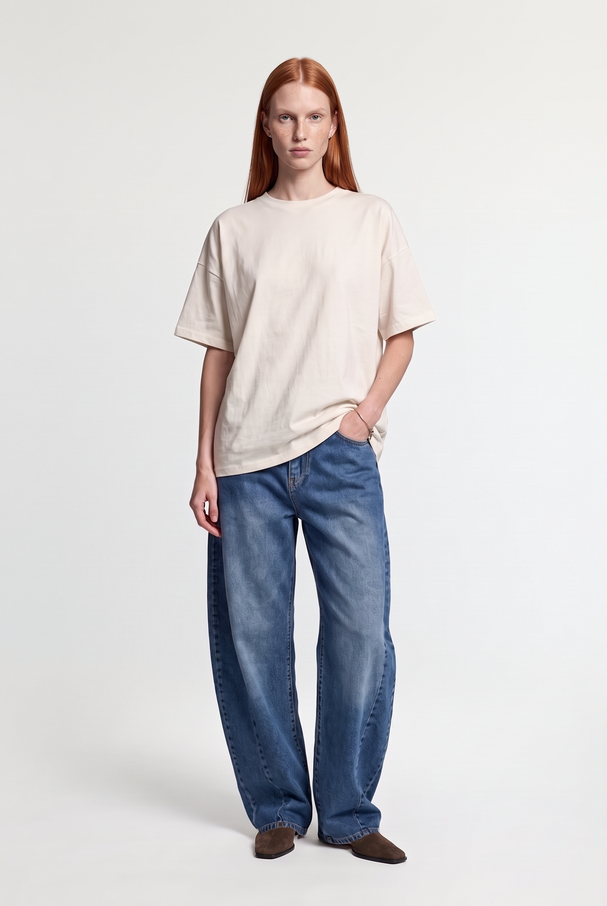 Natural oversized tee - Natural - front view