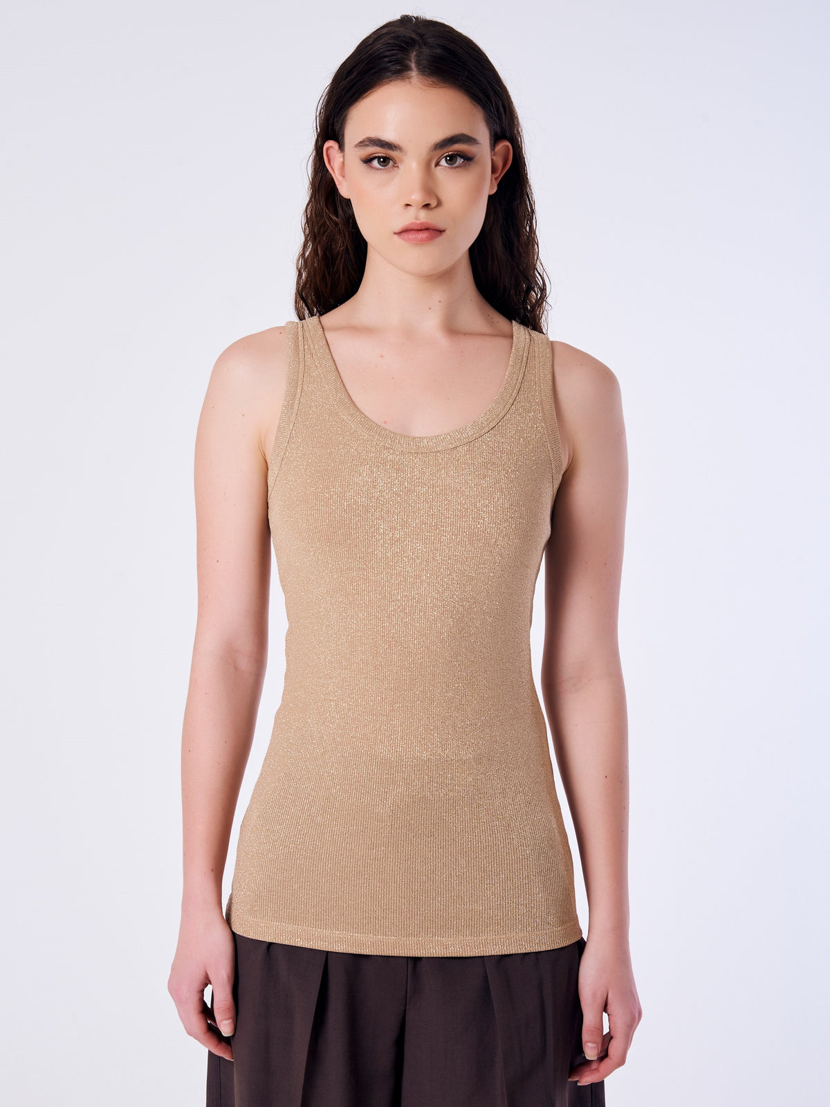 Metallic Ribbed Tank Top