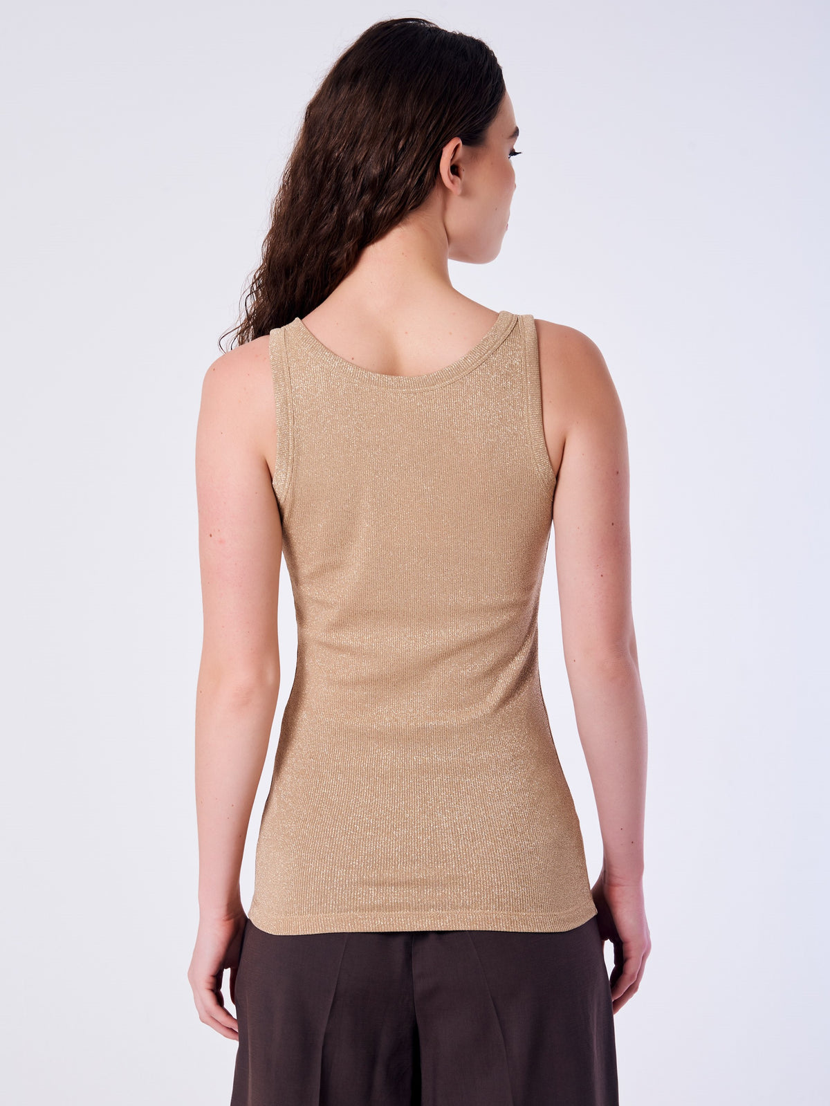 Metallic Ribbed Tank Top