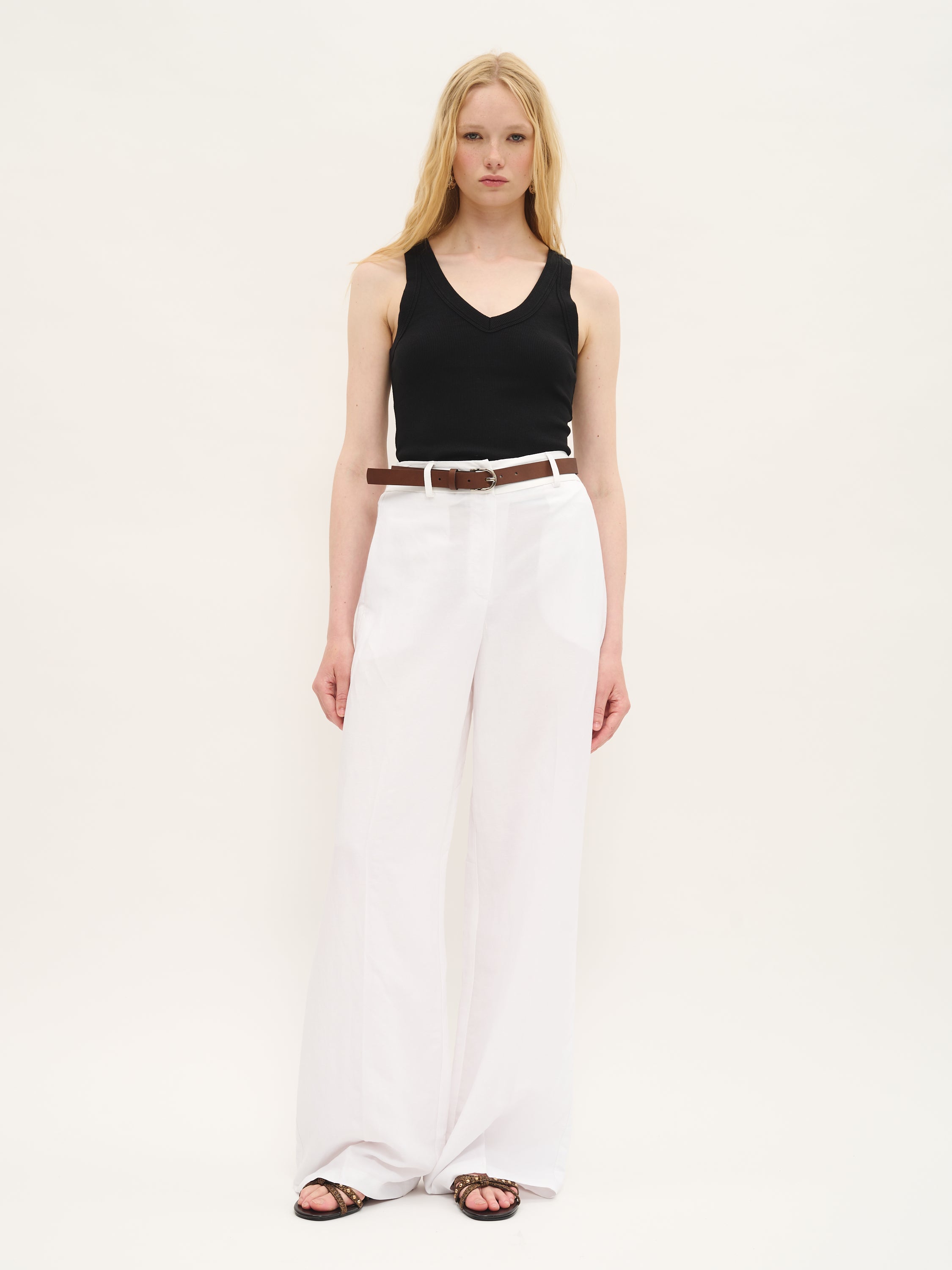 Tailored White Linen Trousers