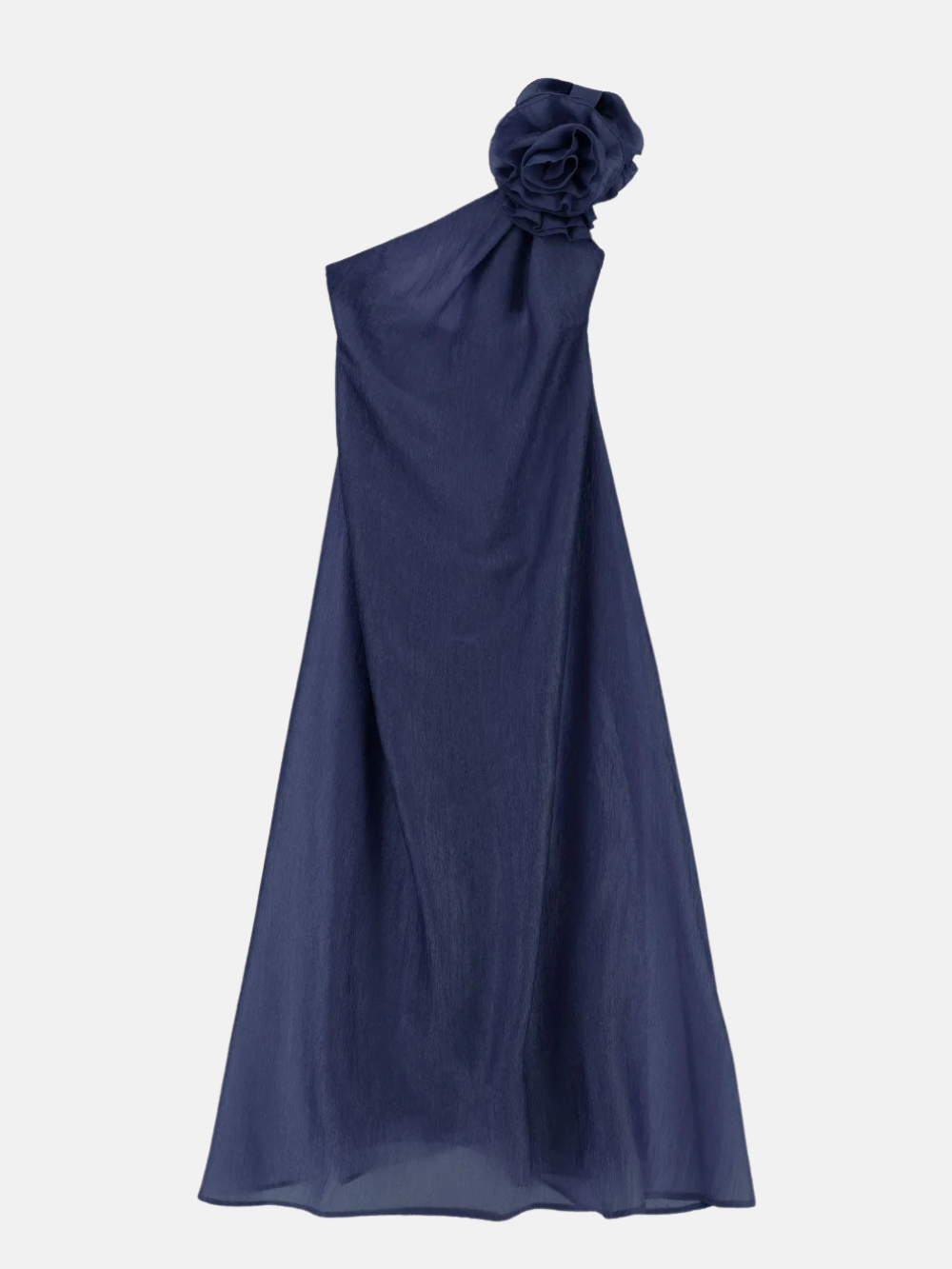 One-Shoulder Rosette Midi Dress