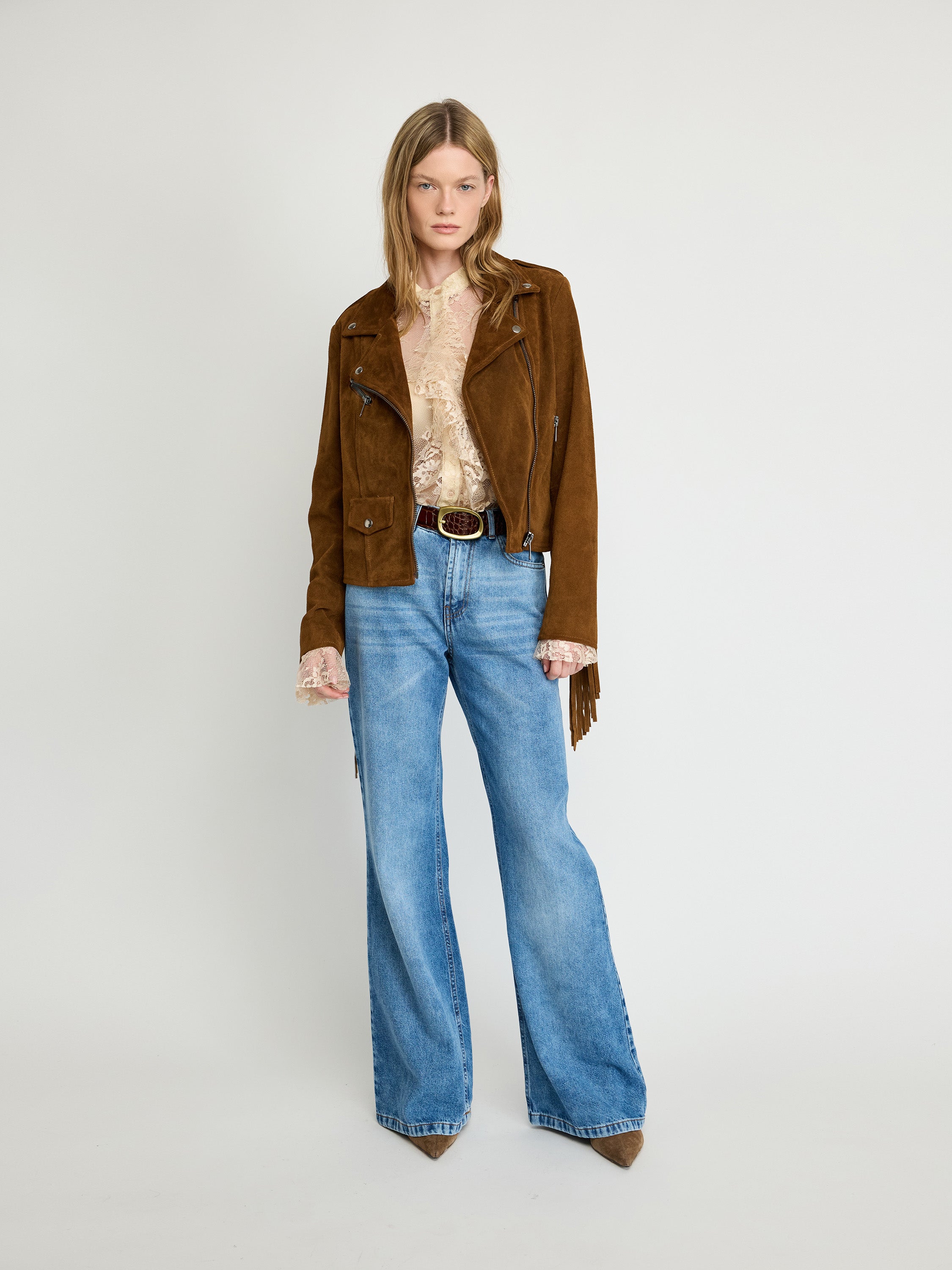 Fringed Suede Moto Jacket