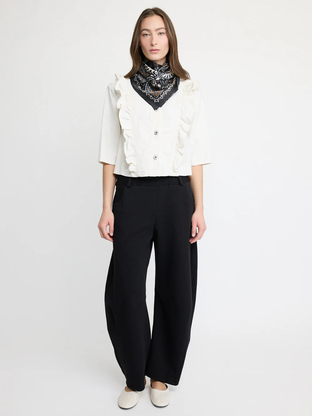 Chemise en jean à volants