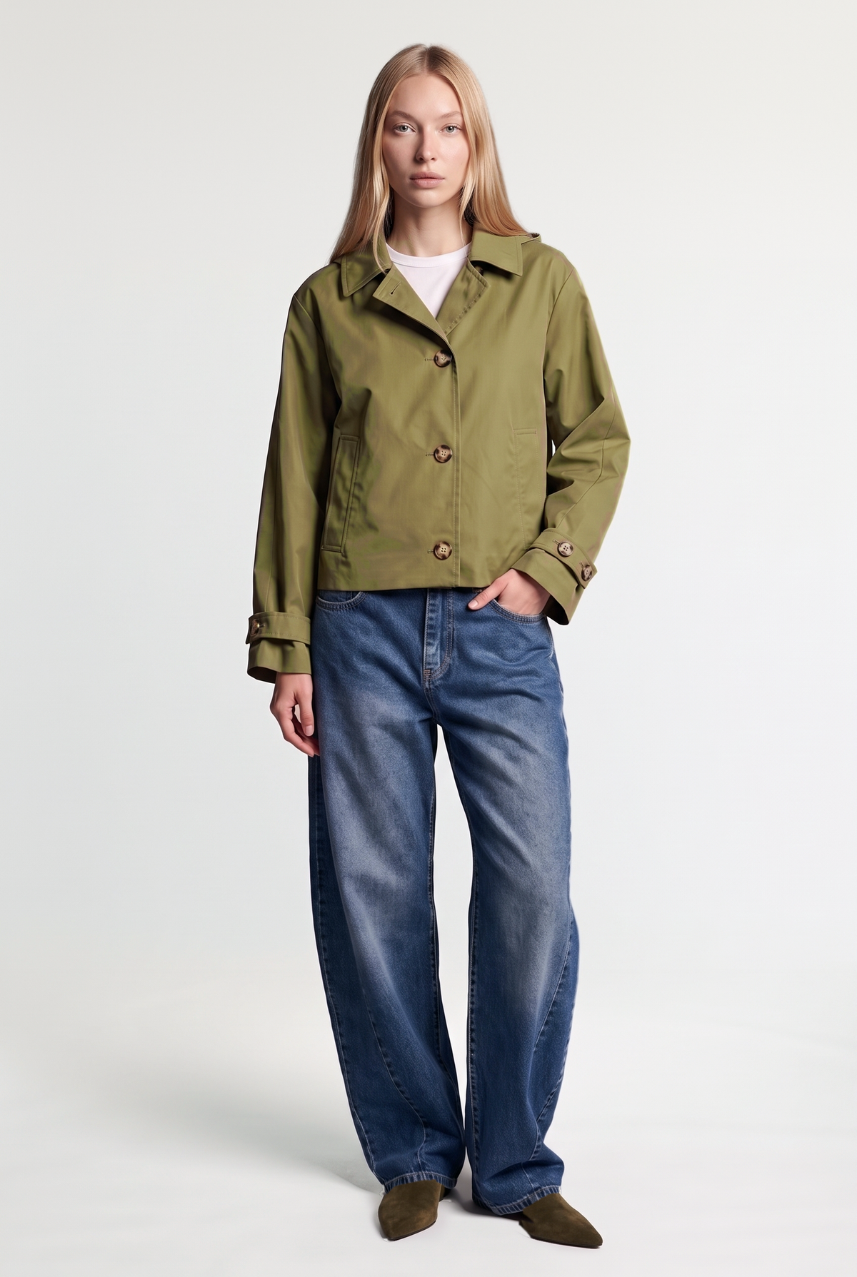 Short trench jacket - Military - front view