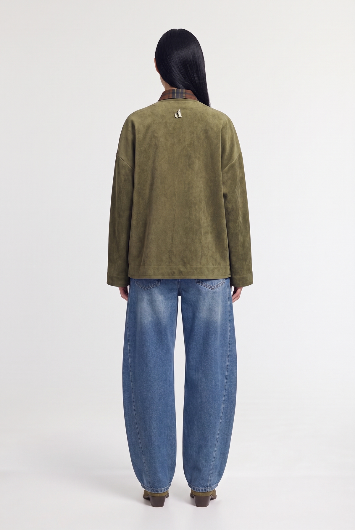Suede Toggle Jacket - Military - back view