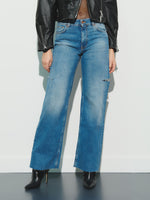 Cut out straight leg jeans