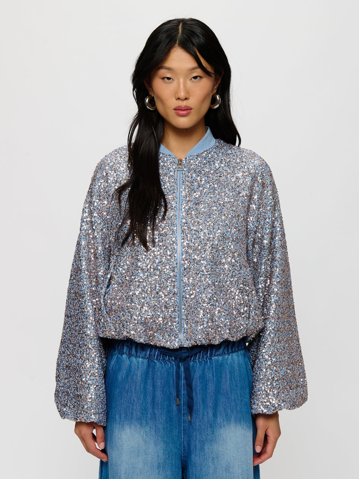 Sequin Gathered Bomber