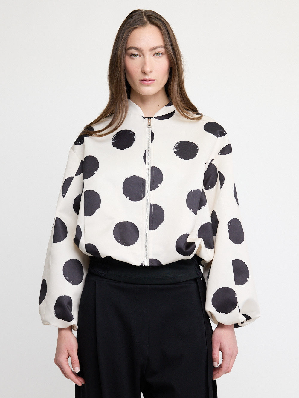 Blouson aviateur à pois zippé