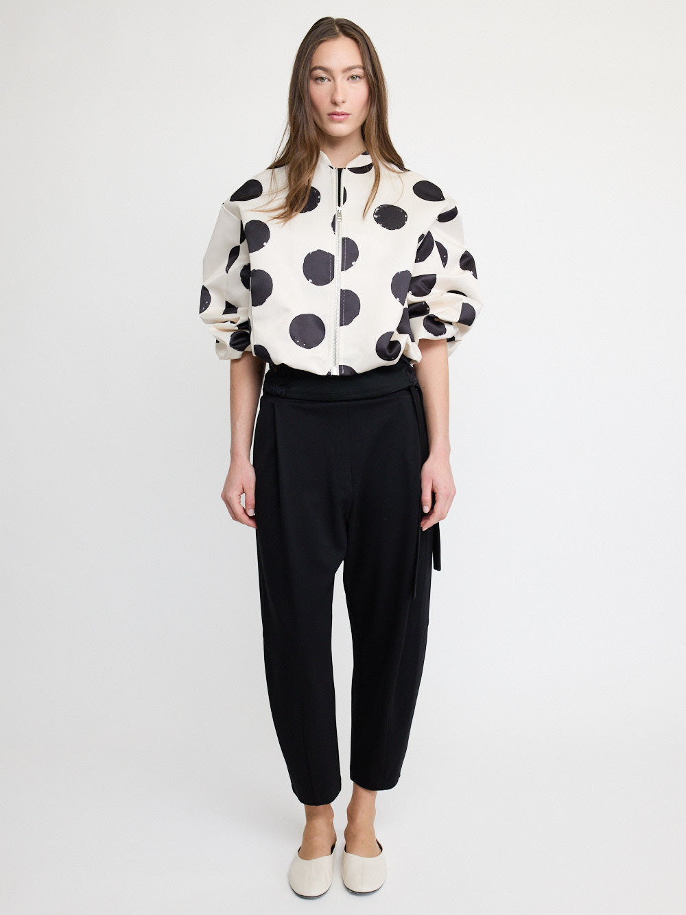 Blouson aviateur à pois zippé