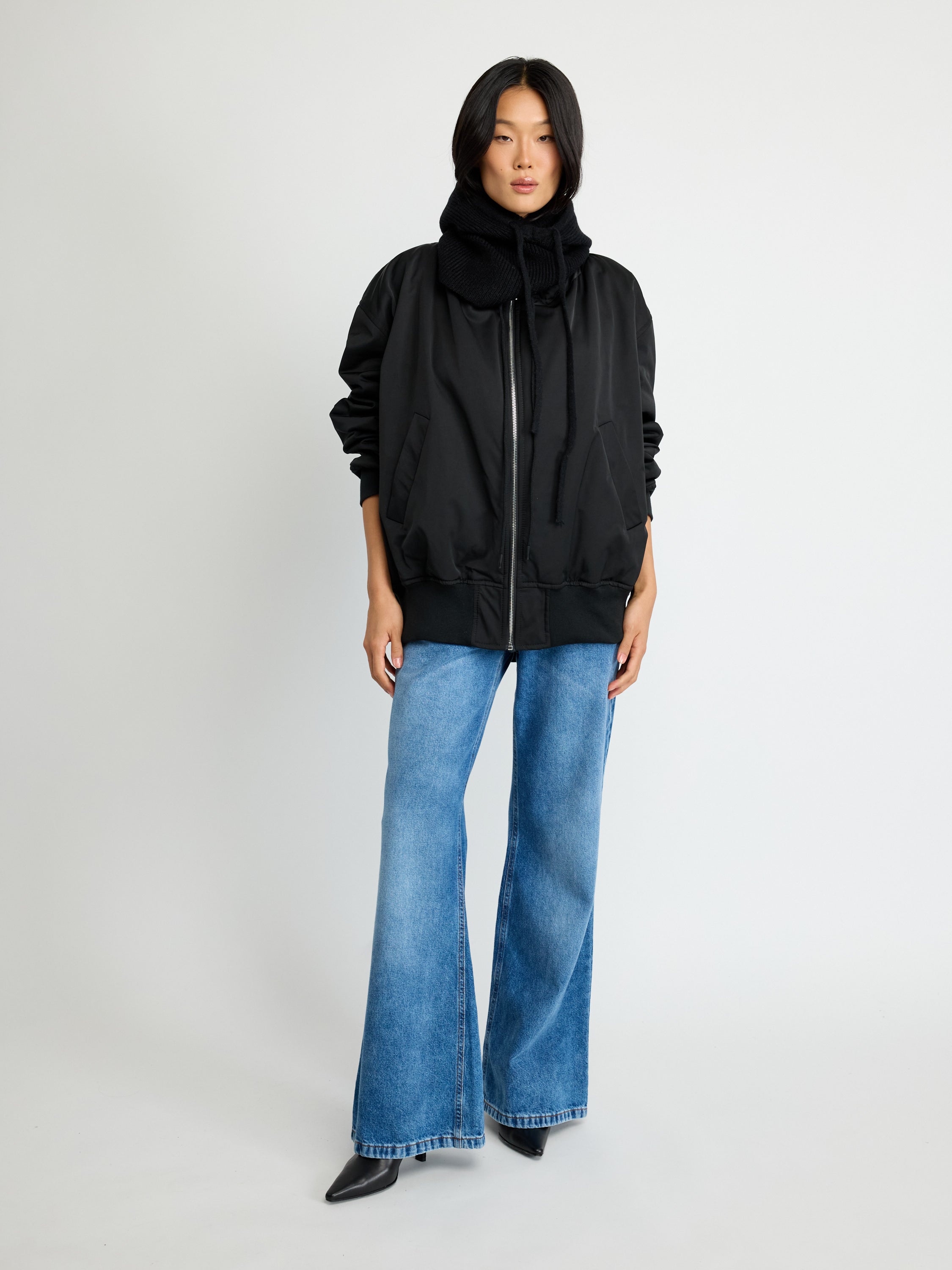 Drawstring Collar Bomber Jacket
