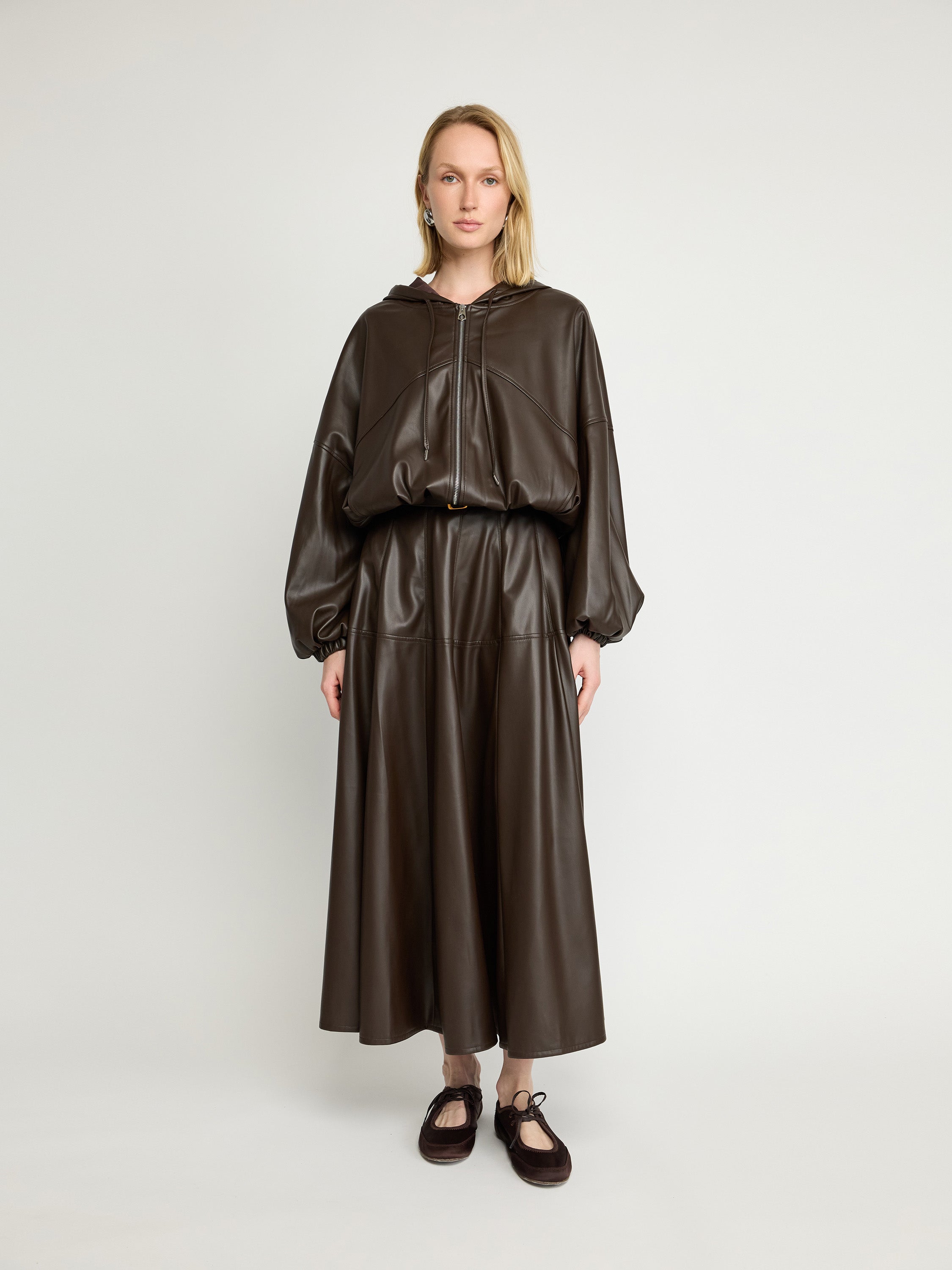 Faux Leather Midi Skirt