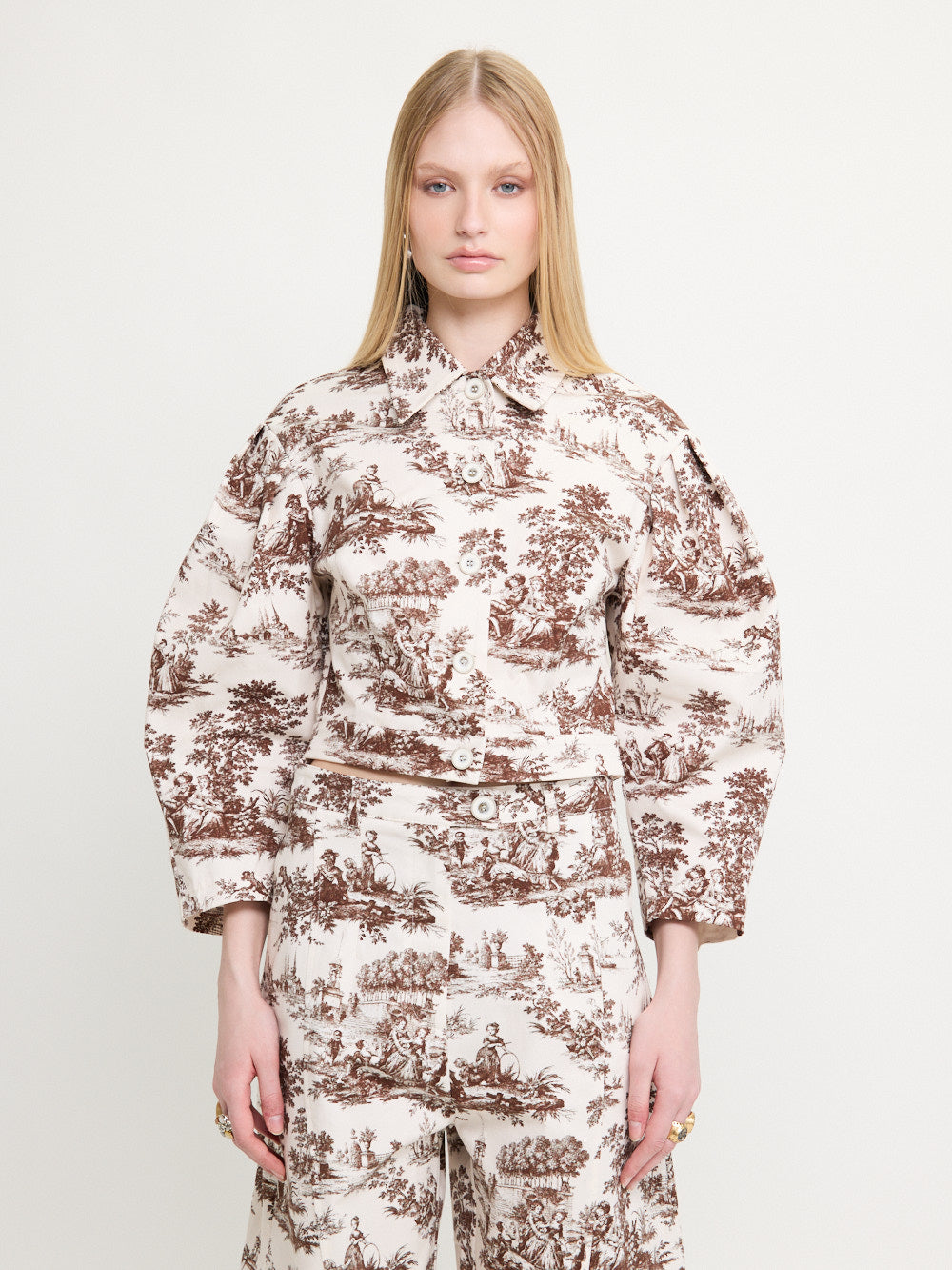Toile Print Cropped Jacket