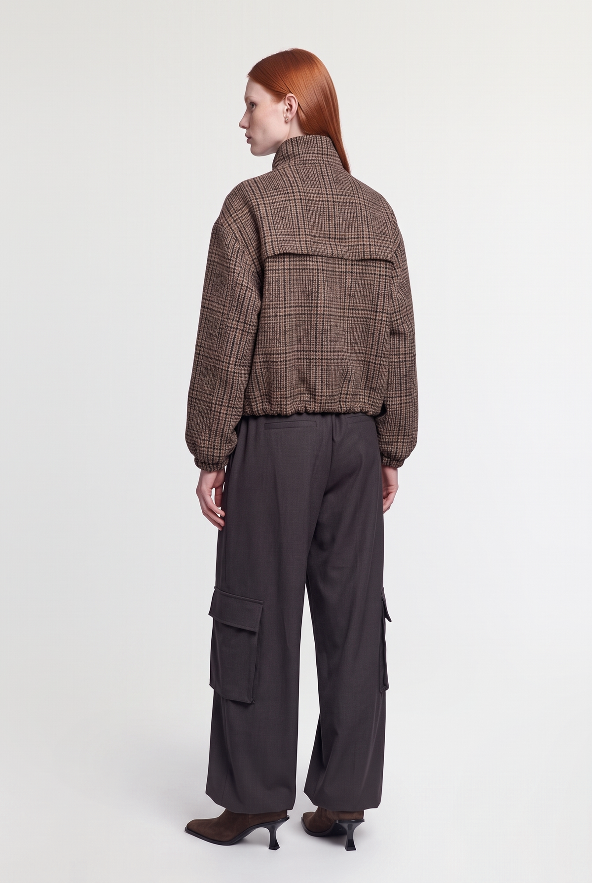 Check wool utility bomber - Multi - back view