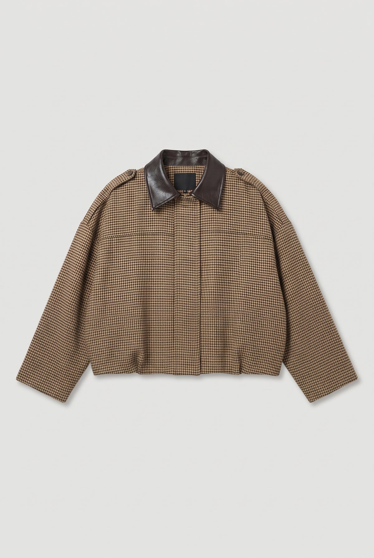 Houndstooth Jacket - Beige/Brown - flat lay