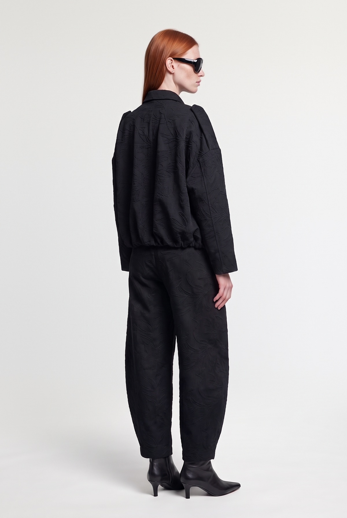 Floral Jacquard Jacket - Black - back view