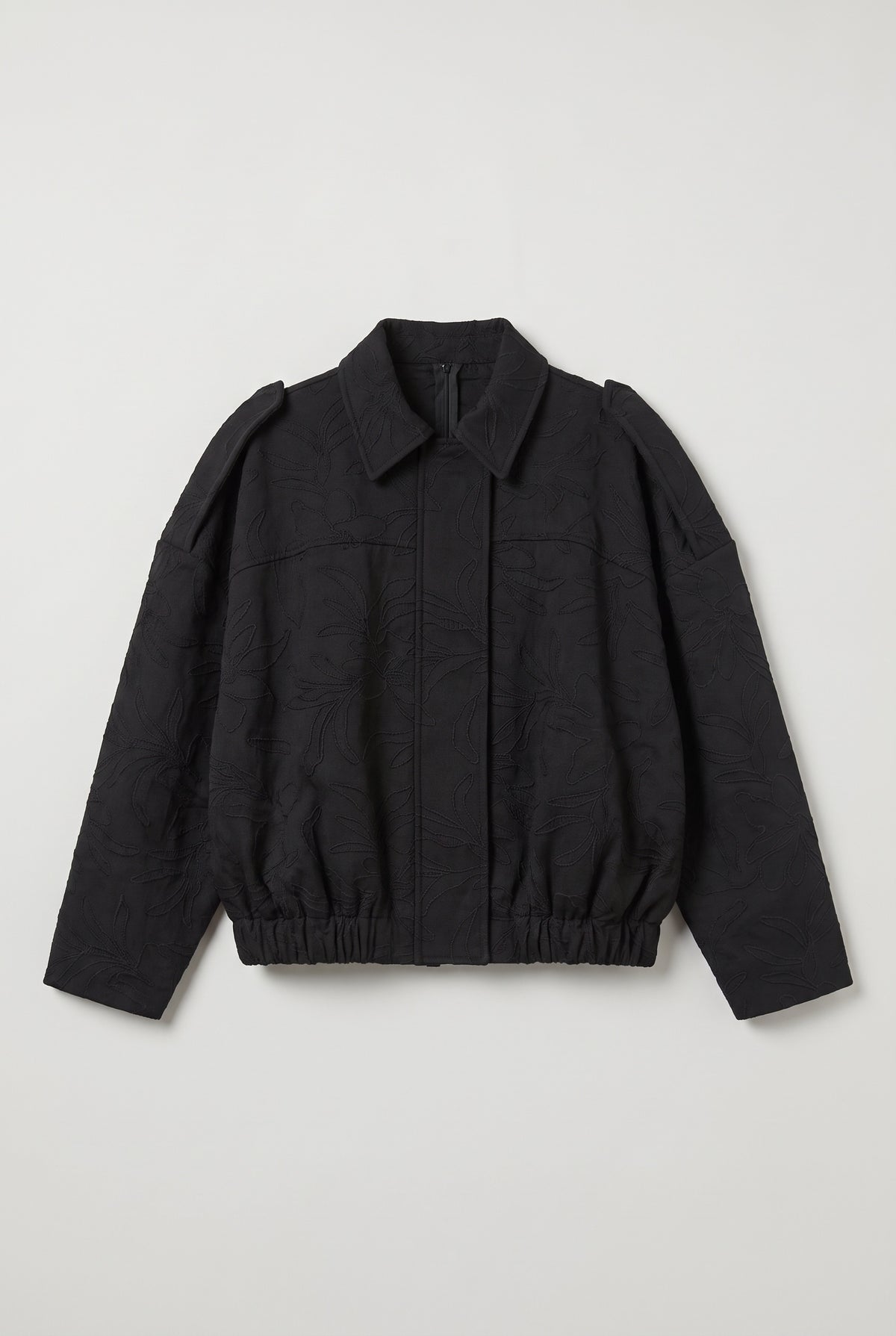 Floral Jacquard Jacket - Black - flat lay
