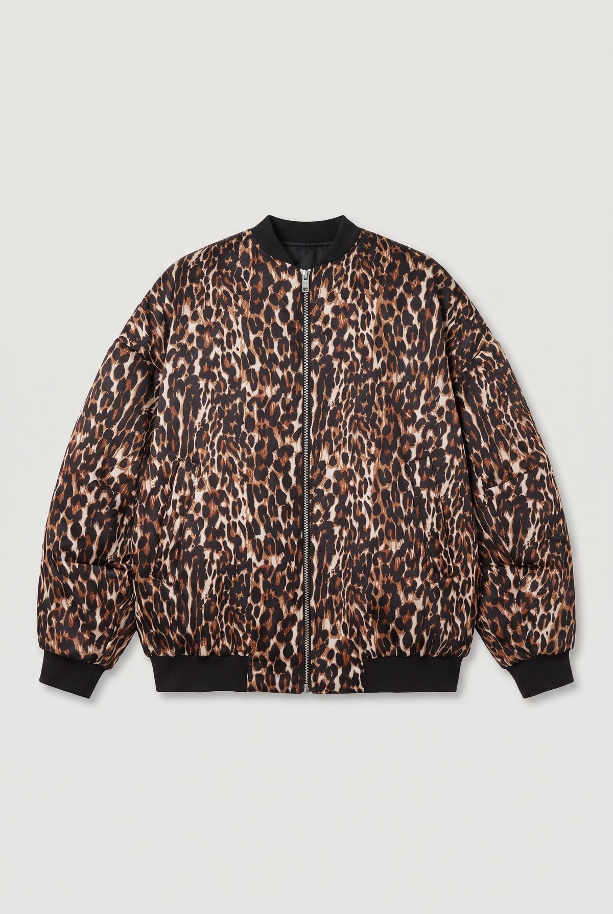 Animal Print Bomber Jacket - Leopard - flat lay