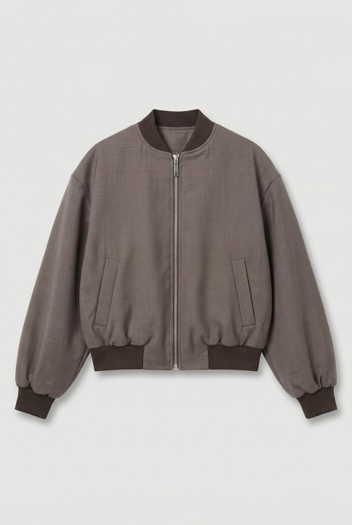 Brown Bomber Jacket - Brown - flat lay