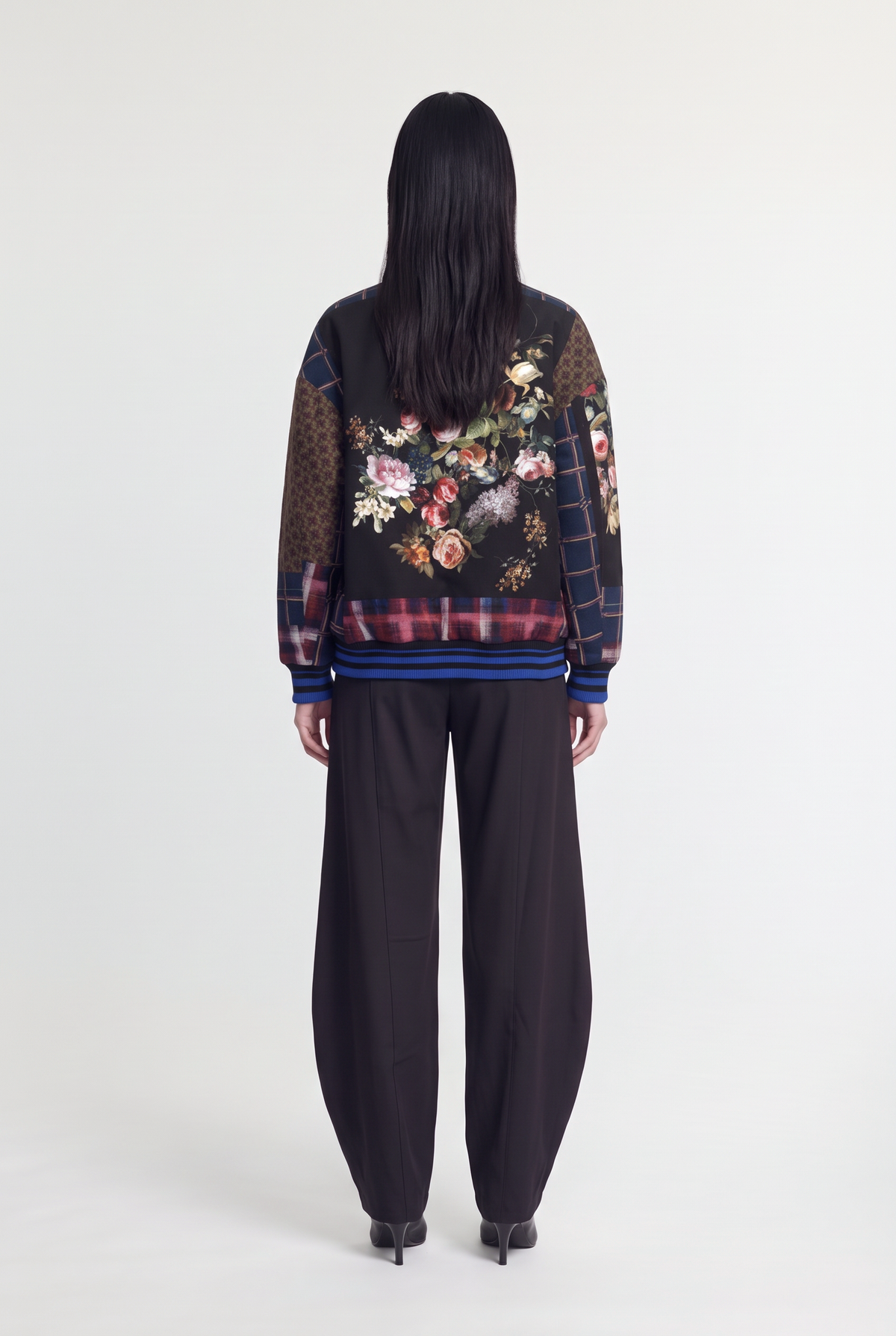 Floral Patchwork Bomber Jacket - Multi - back view