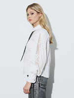 Lace detail blouse with tie